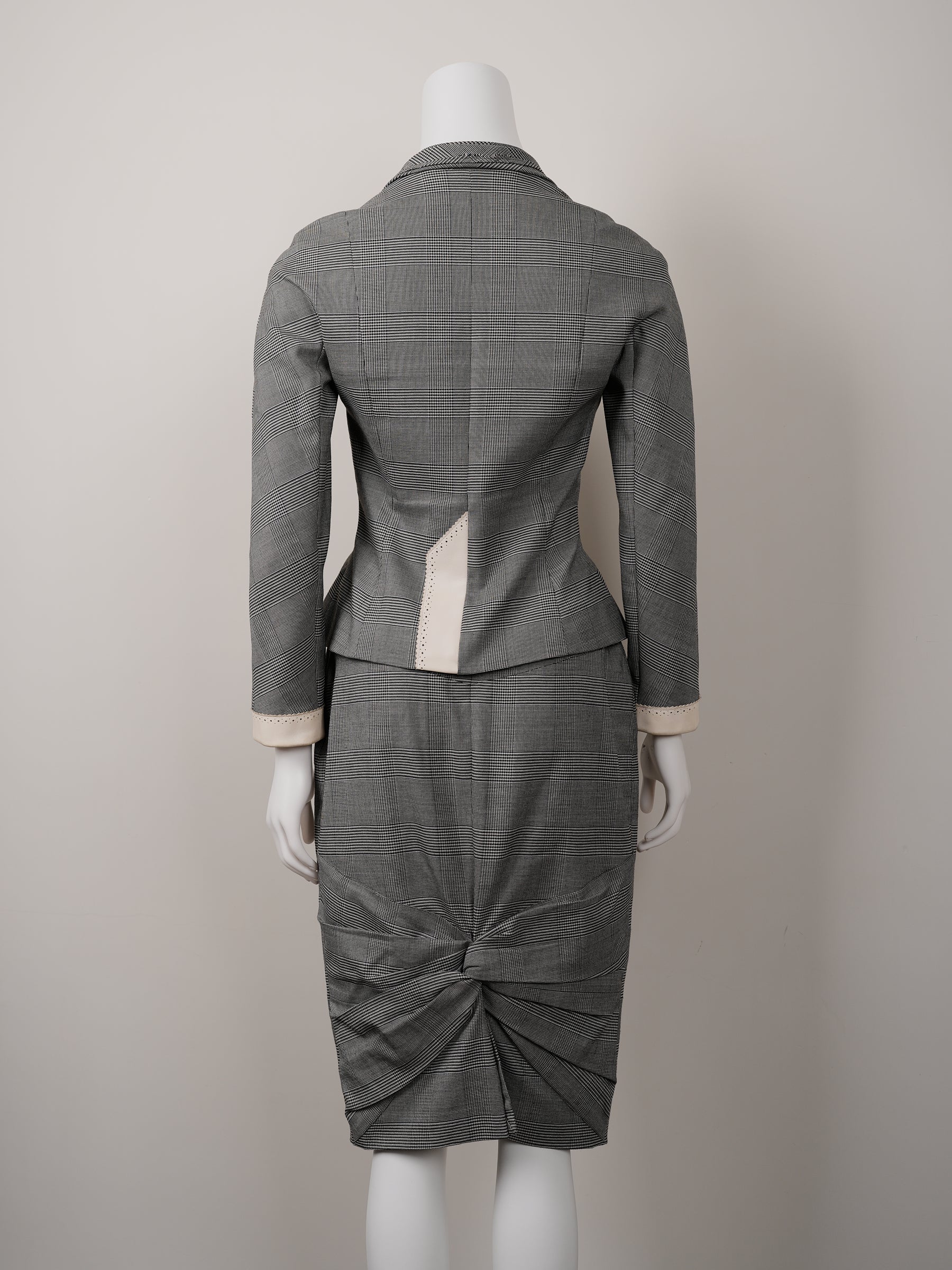 Christian Dior by John Galliano Spring 2004 Top and Leather Skirt Suit Set - Pulled