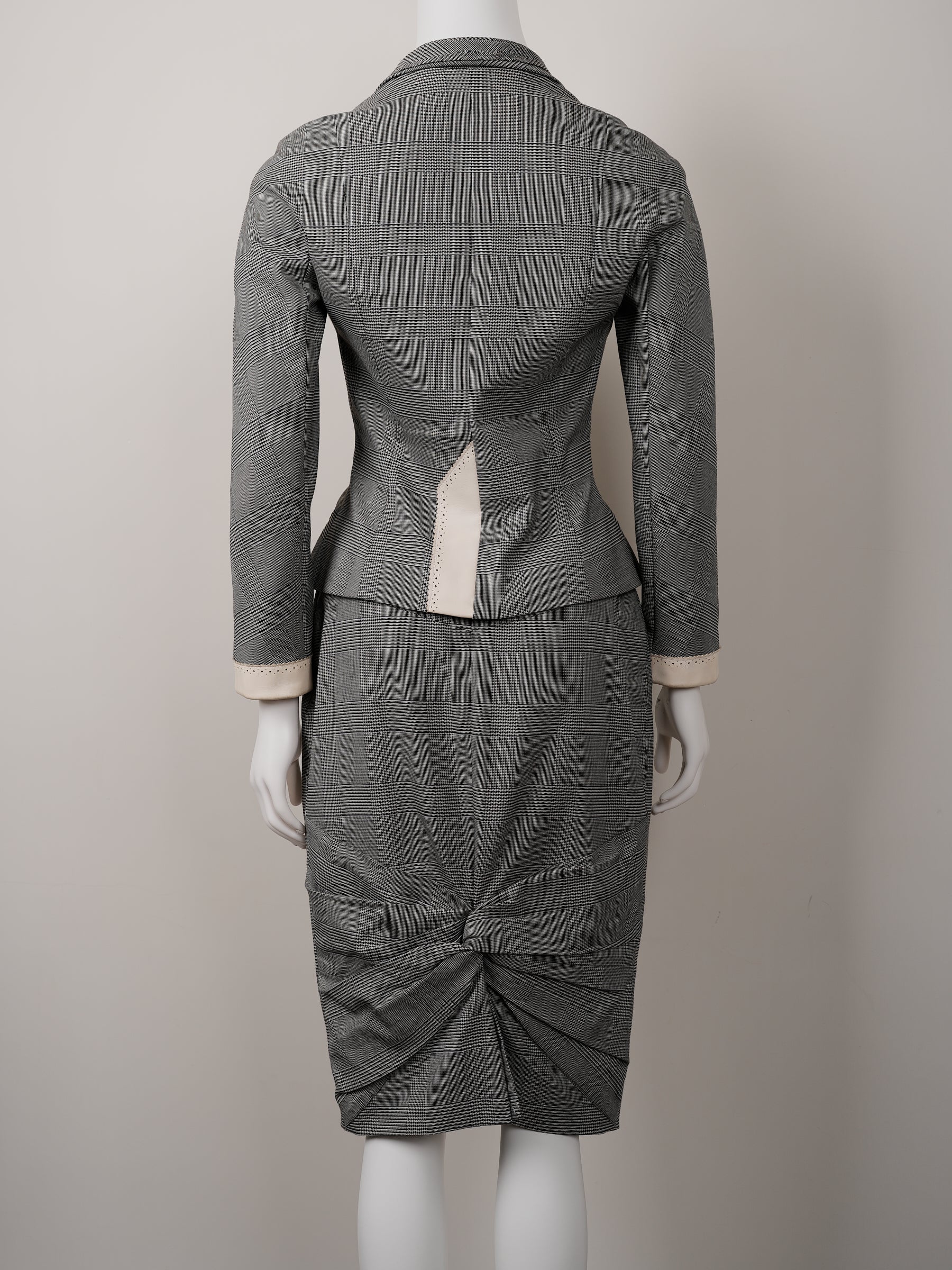 Christian Dior by John Galliano Spring 2004 Top and Leather Skirt Suit Set - Pulled