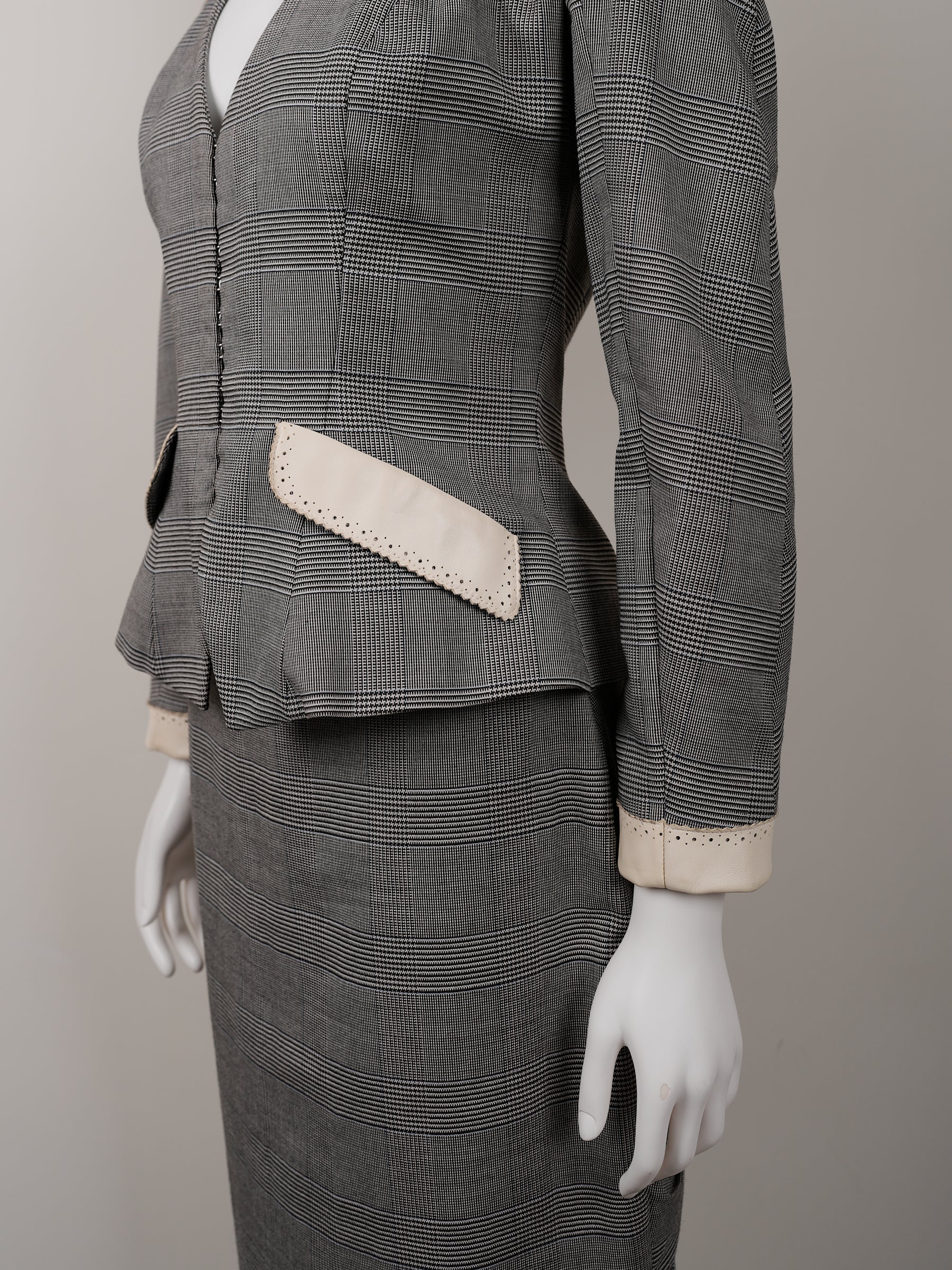 Christian Dior by John Galliano Spring 2004 Top and Leather Skirt Suit Set - Pulled