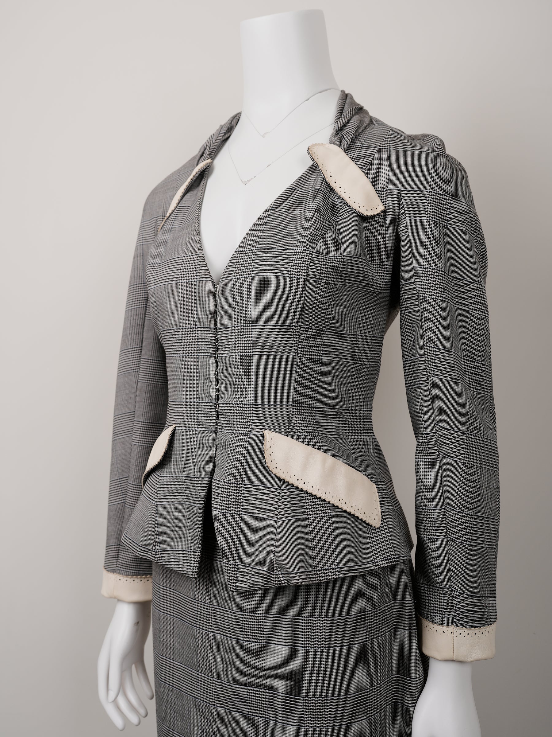Christian Dior by John Galliano Spring 2004 Top and Leather Skirt Suit Set - Pulled