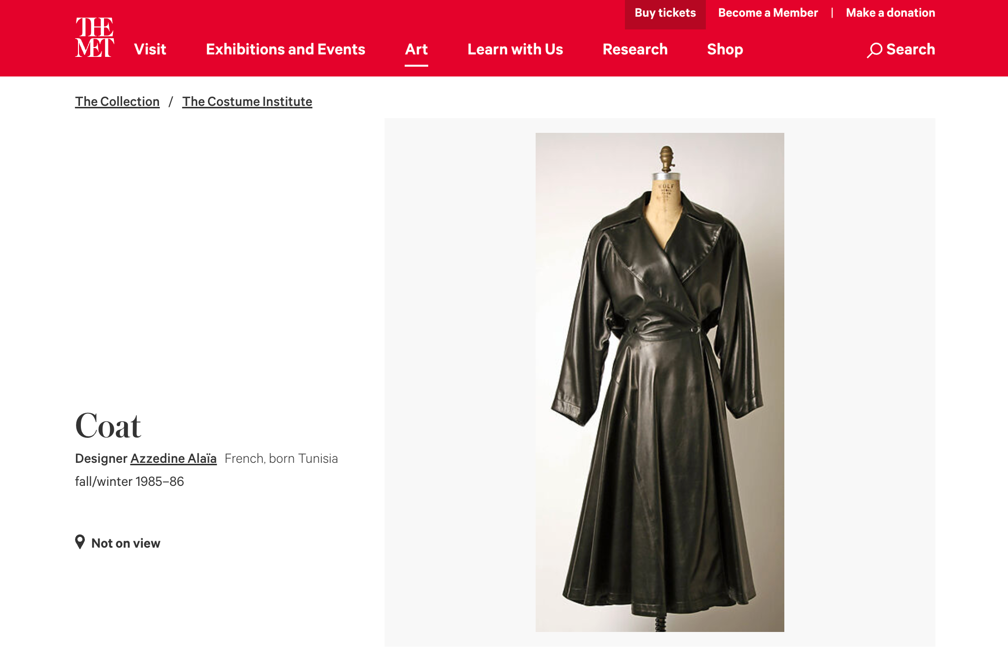 Vintage Alaïa 1980s Black Leather Coat Dress with Open Back
