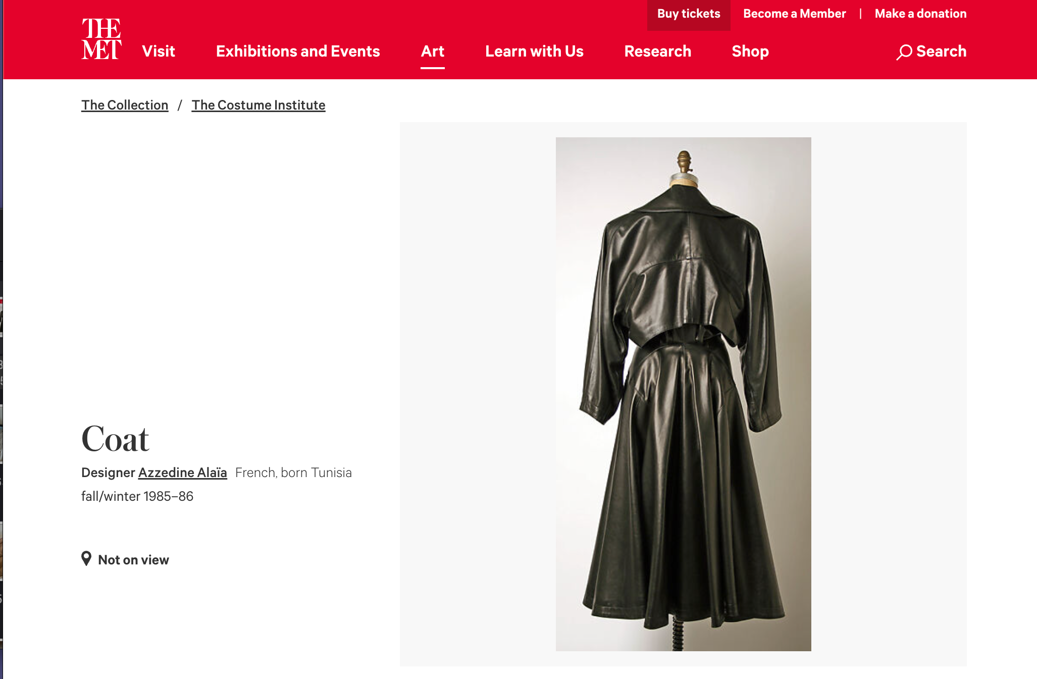 Vintage Alaïa 1980s Black Leather Coat Dress with Open Back