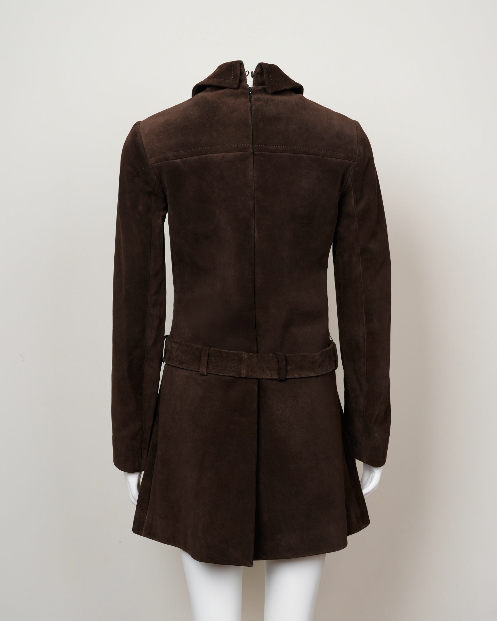 Preowned Miu Miu Early 2000s Chocolate Brown Suede Shirtdress