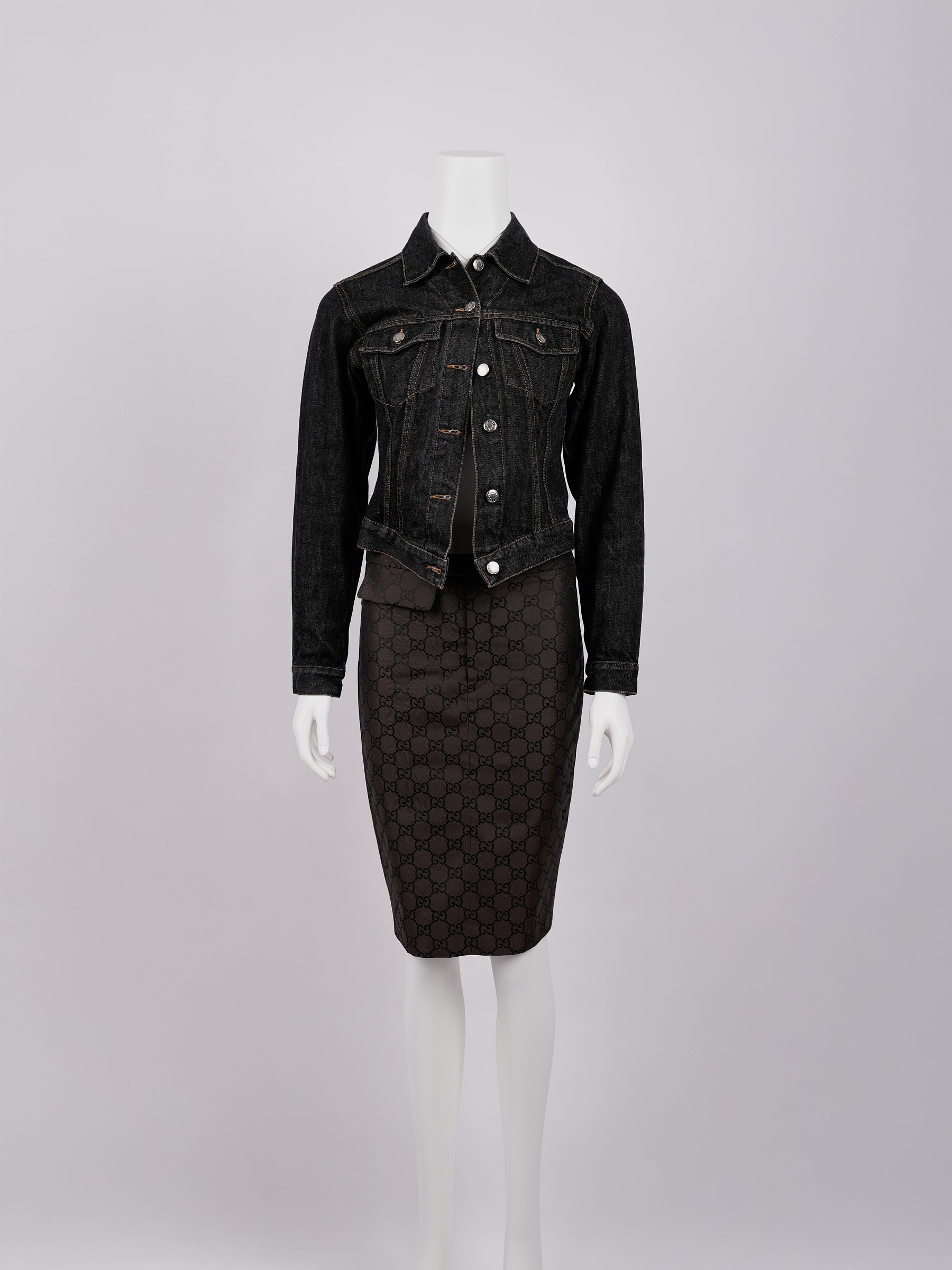 Gucci by Tom Ford Runway Two Piece Set SS 1998 Hitchcock Jacket and Gucci Star Skirt