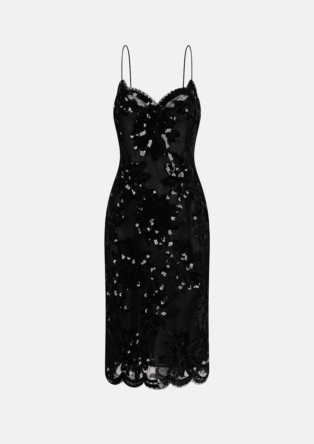 Vintage YSL Rive Gauche Spring 1991 Noir Lace Sequin Runway Dress