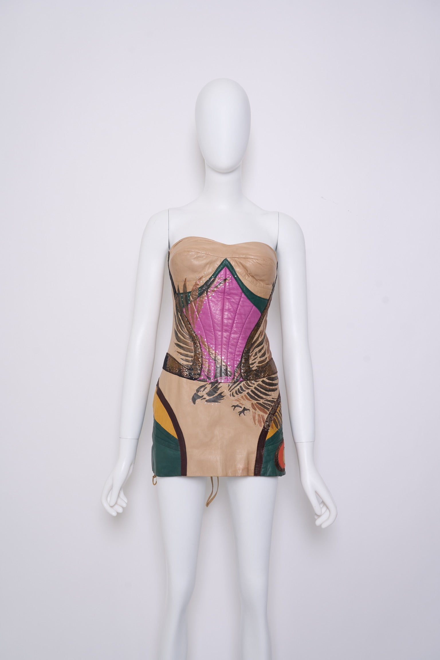 Preowned Roberto Cavalli Fall 2003 Leather Bustier Dress