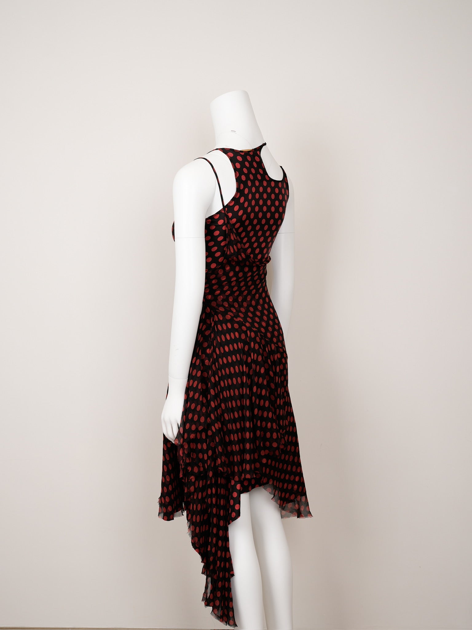 Alexander McQueen Spring 2002 Red Polka‑Dot Chiffon Dress - Pulled