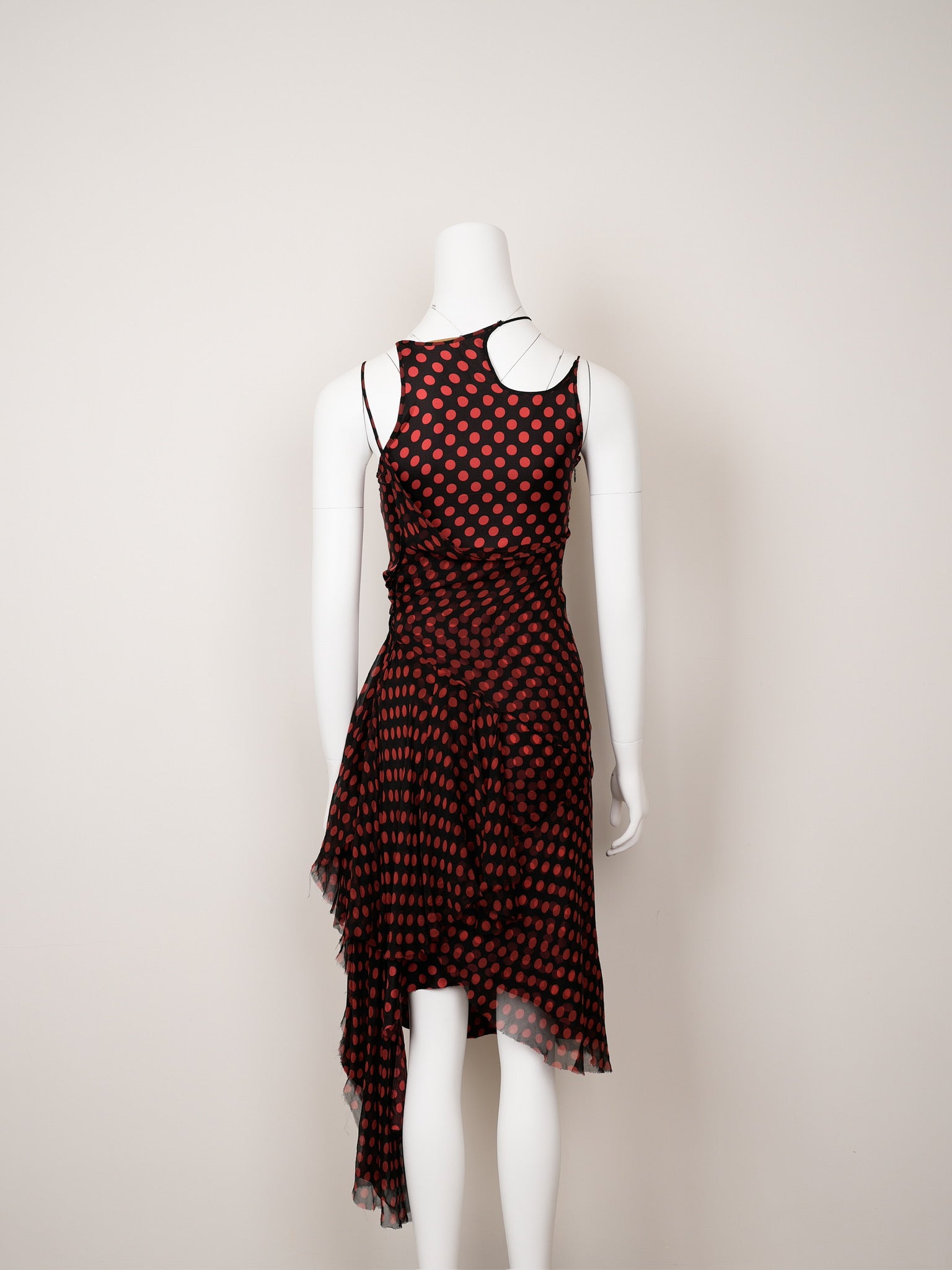 Alexander McQueen Spring 2002 Red Polka‑Dot Chiffon Dress - Pulled