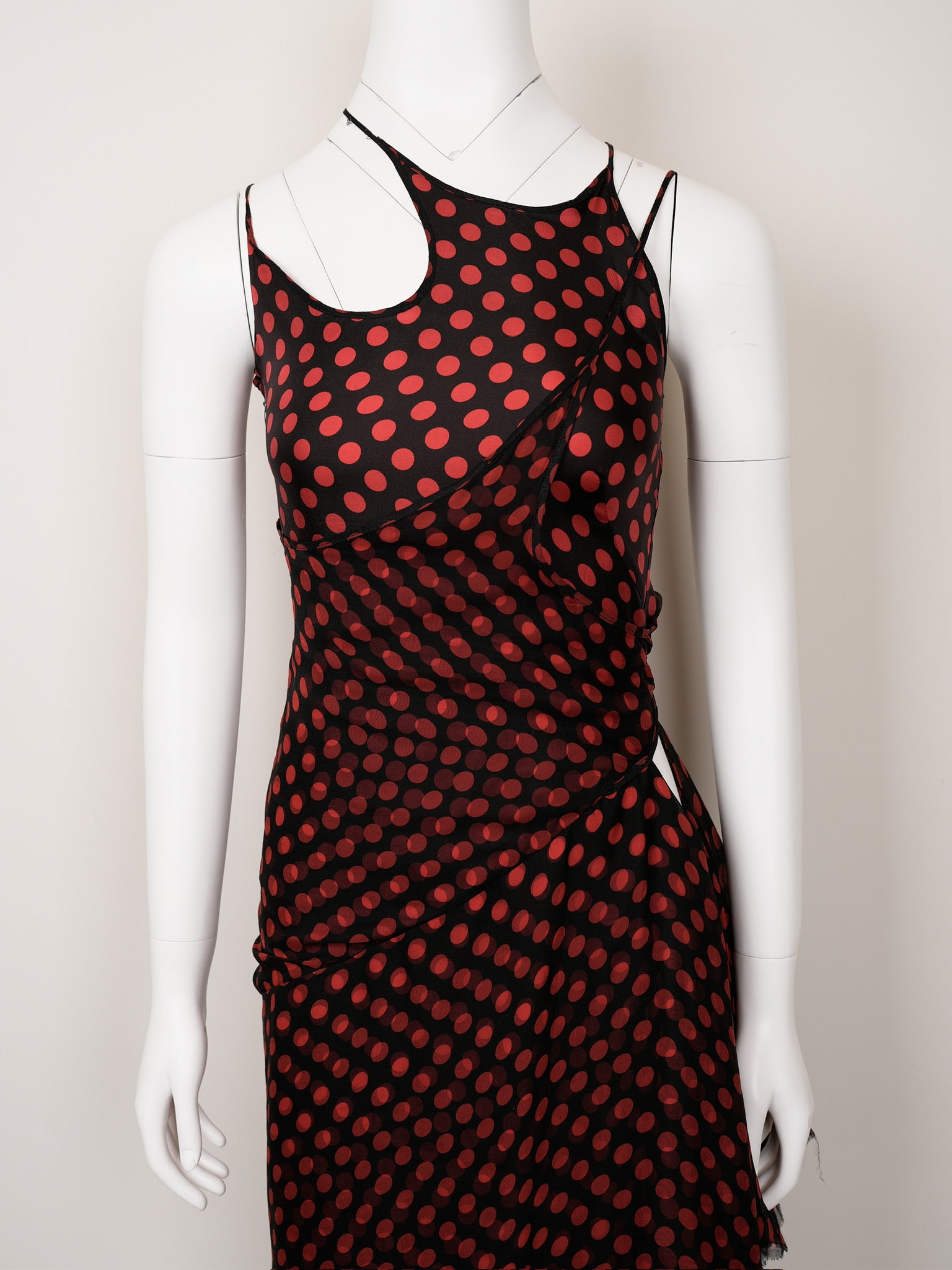 Alexander McQueen Spring 2002 Red Polka‑Dot Chiffon Dress - Pulled