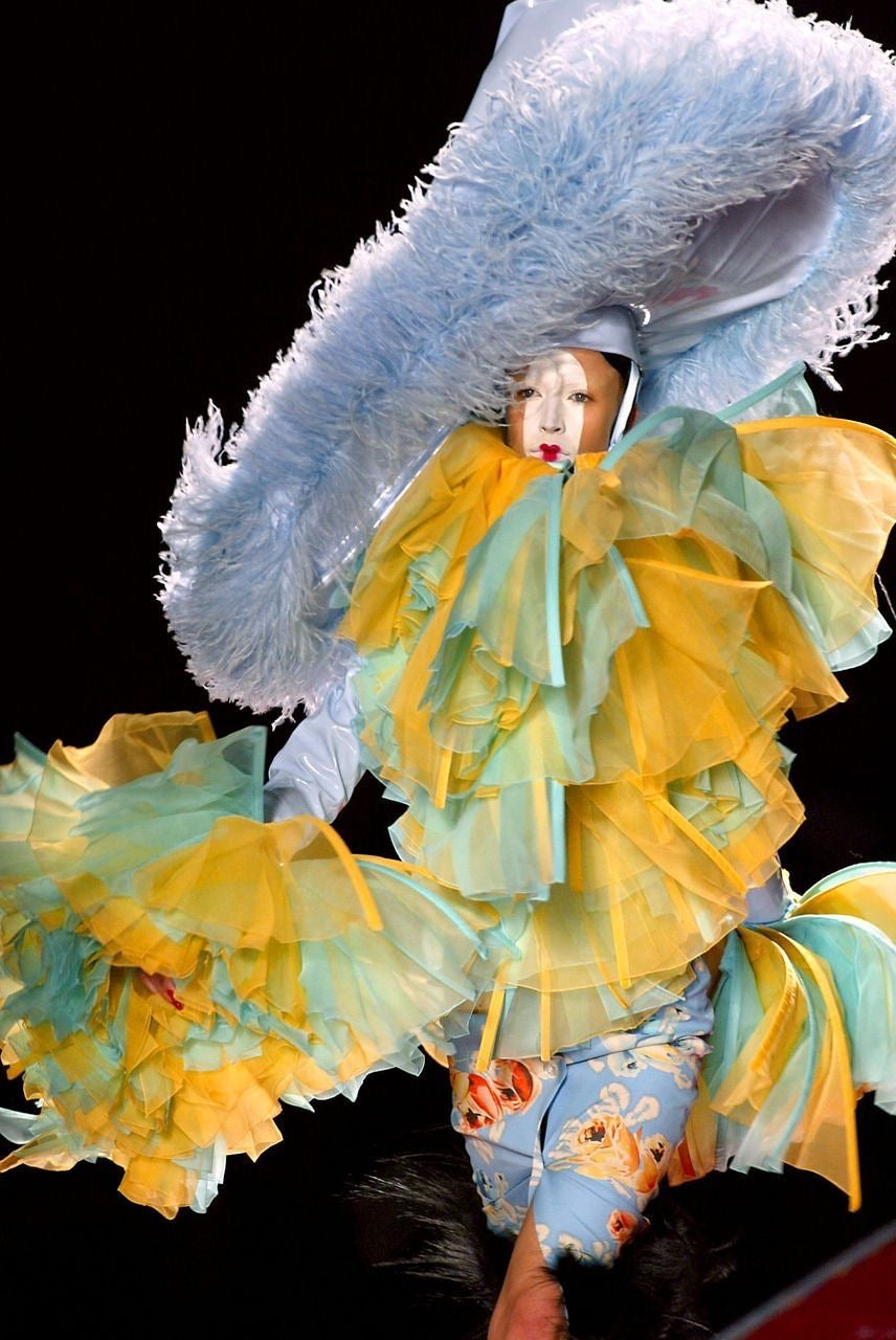 Christian Dior by John Galliano Spring 2001 Blue Silk Floral Two-Piece Set - OUT FOR RENTAL