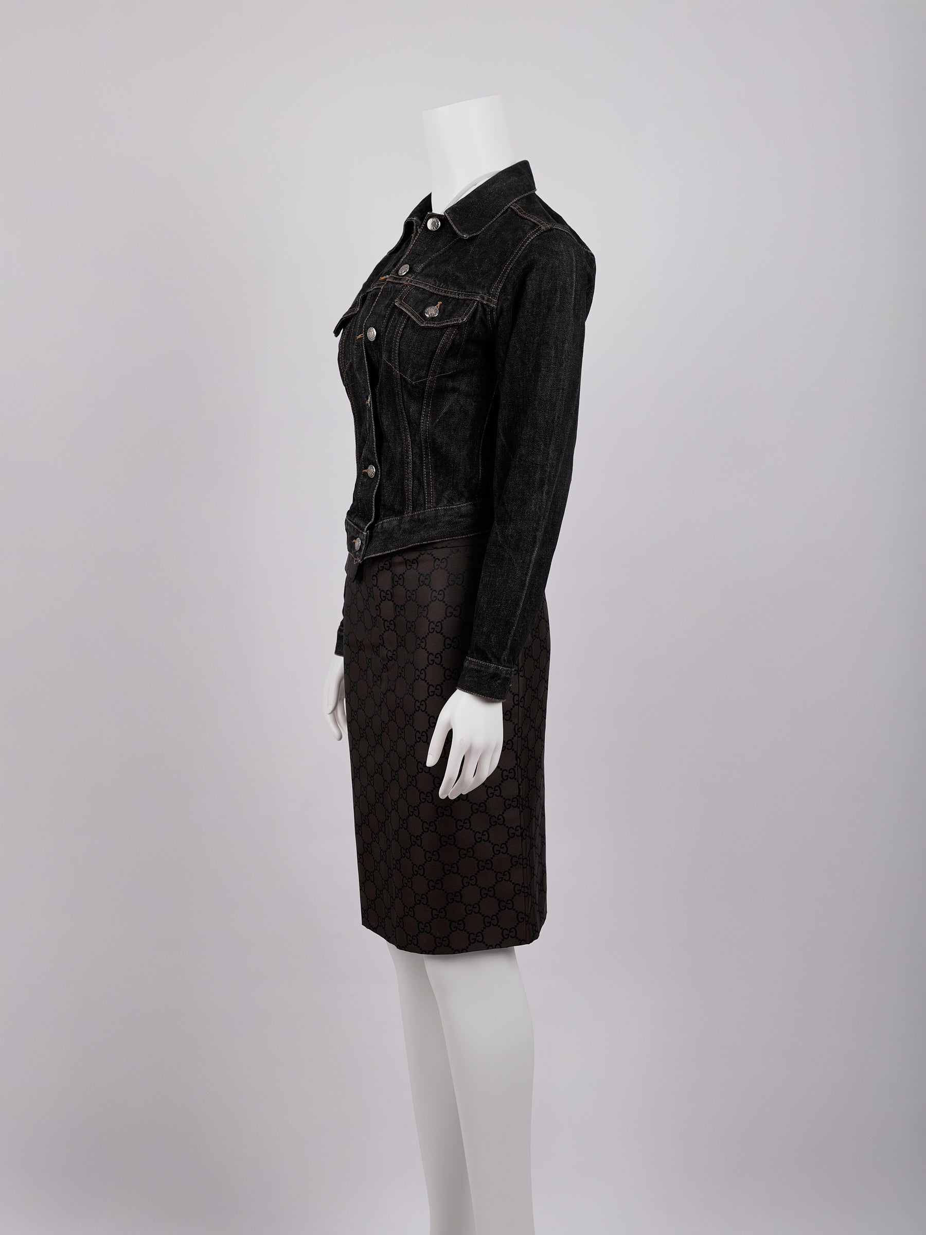 Gucci by Tom Ford Runway Two Piece Set SS 1998 Hitchcock Jacket and Gucci Star Skirt