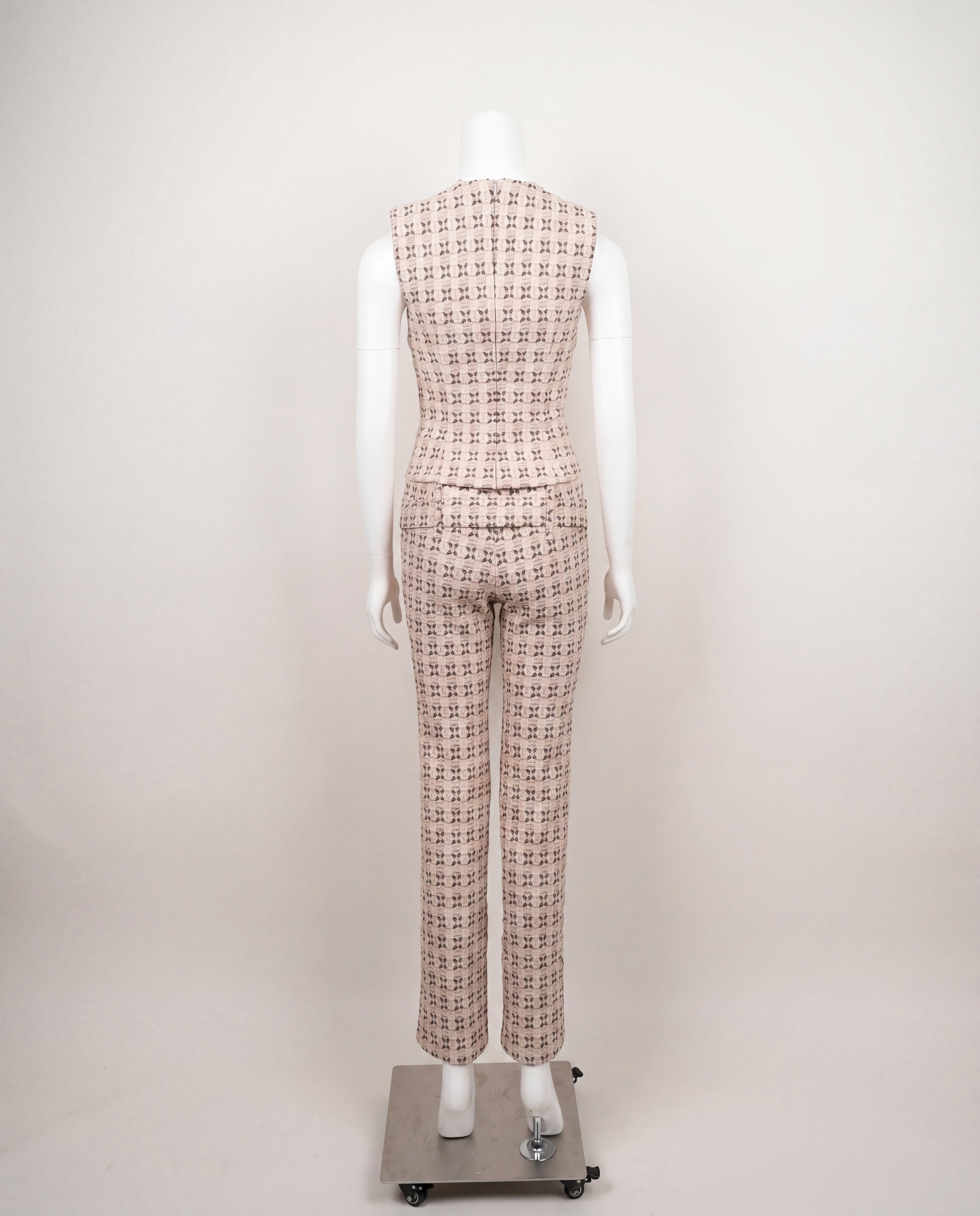 Prada Spring 2002 Beige and Brown Brocade Top and Trouser Set