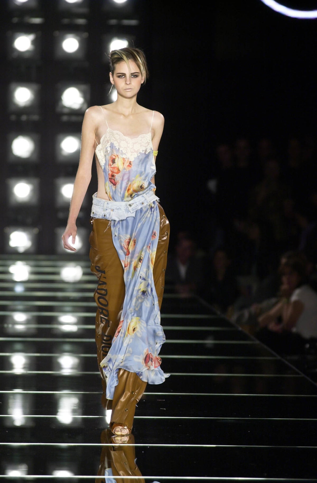 Christian Dior by John Galliano Spring 2001 Blue Silk Floral Two-Piece Set - OUT FOR RENTAL