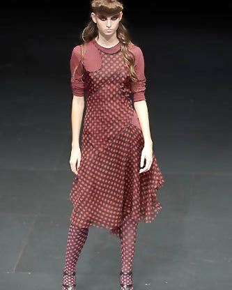 Alexander McQueen Spring 2002 Red Polka‑Dot Chiffon Dress - Pulled