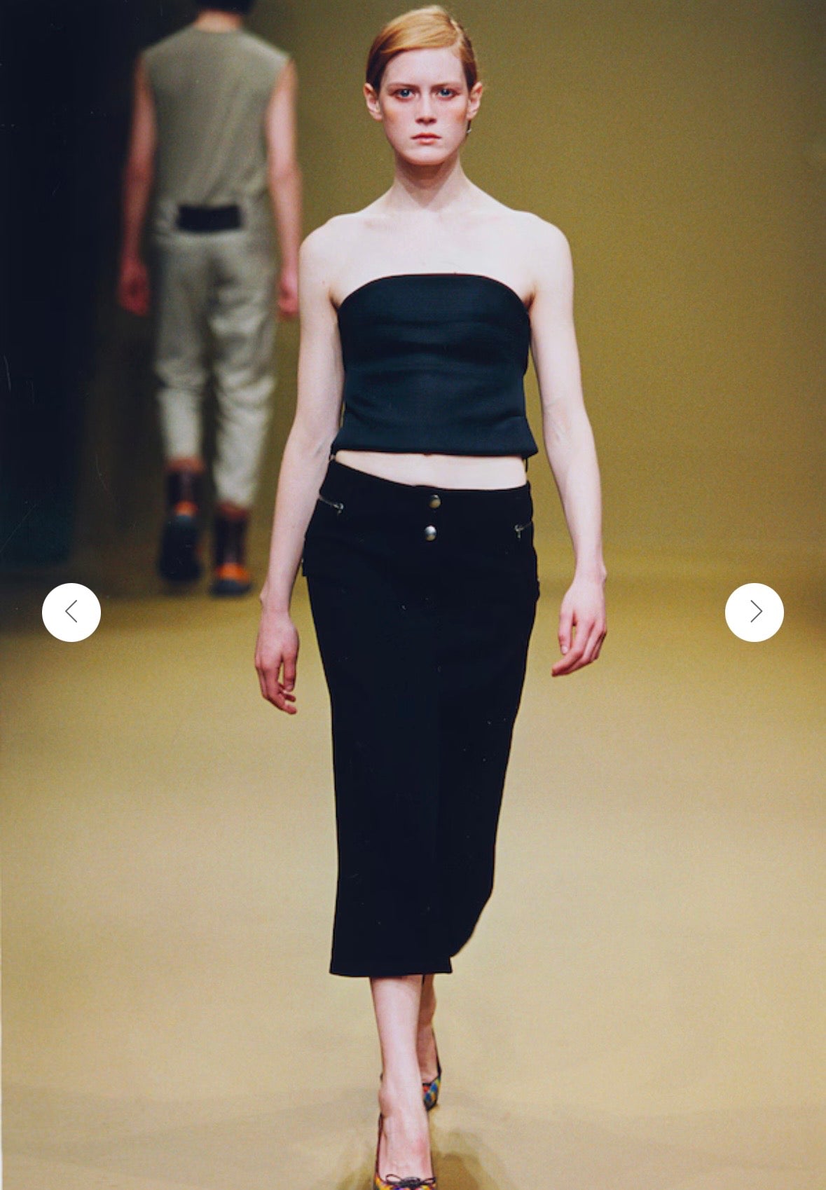 Vintage Miu Miu Fall 1999 Runway Brown Two-Piece Ribbed Mesh Set