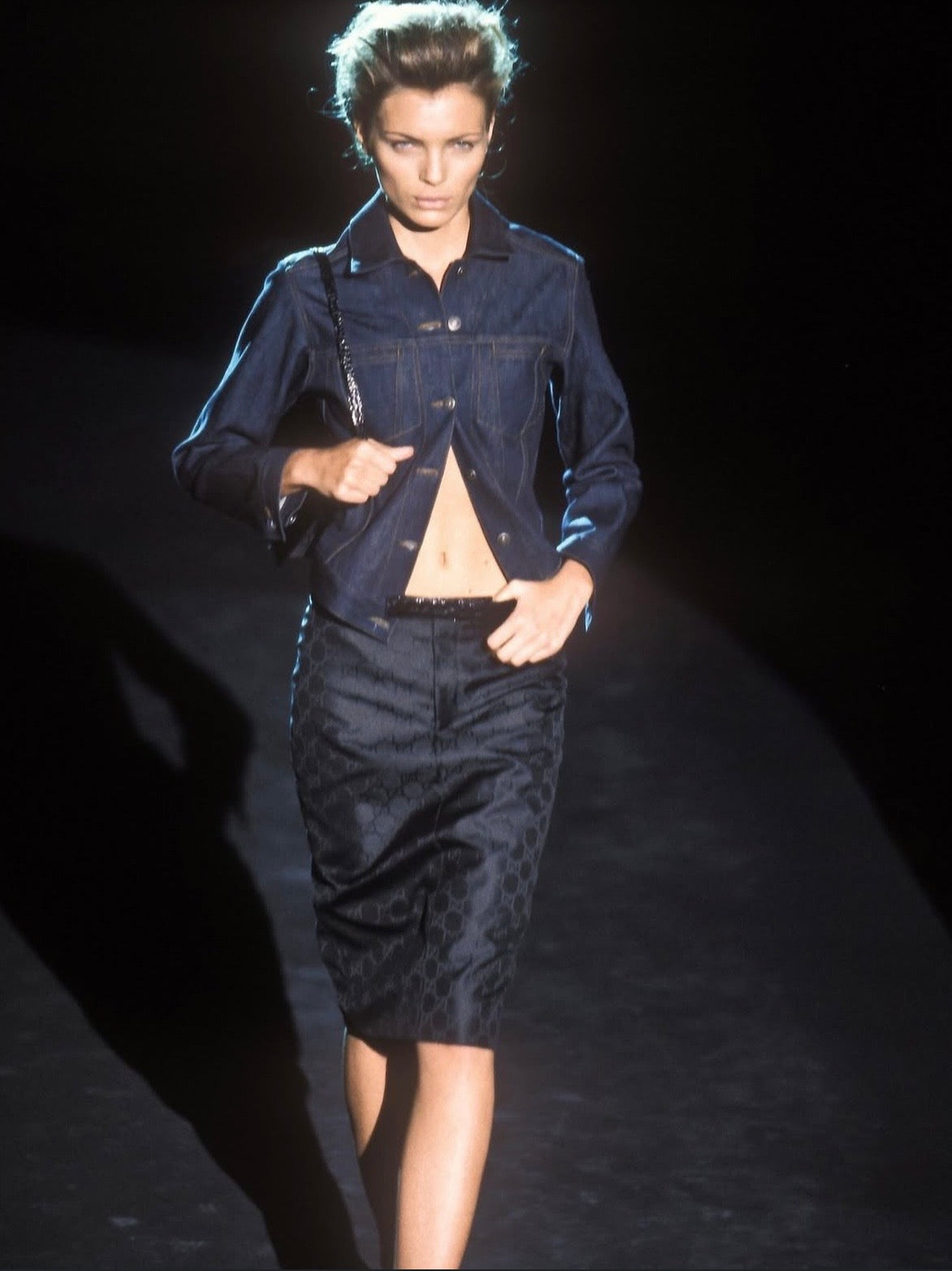 Gucci by Tom Ford SS1998 Runway Two Piece Set Hitchcock Jacket and Monogram Skirt