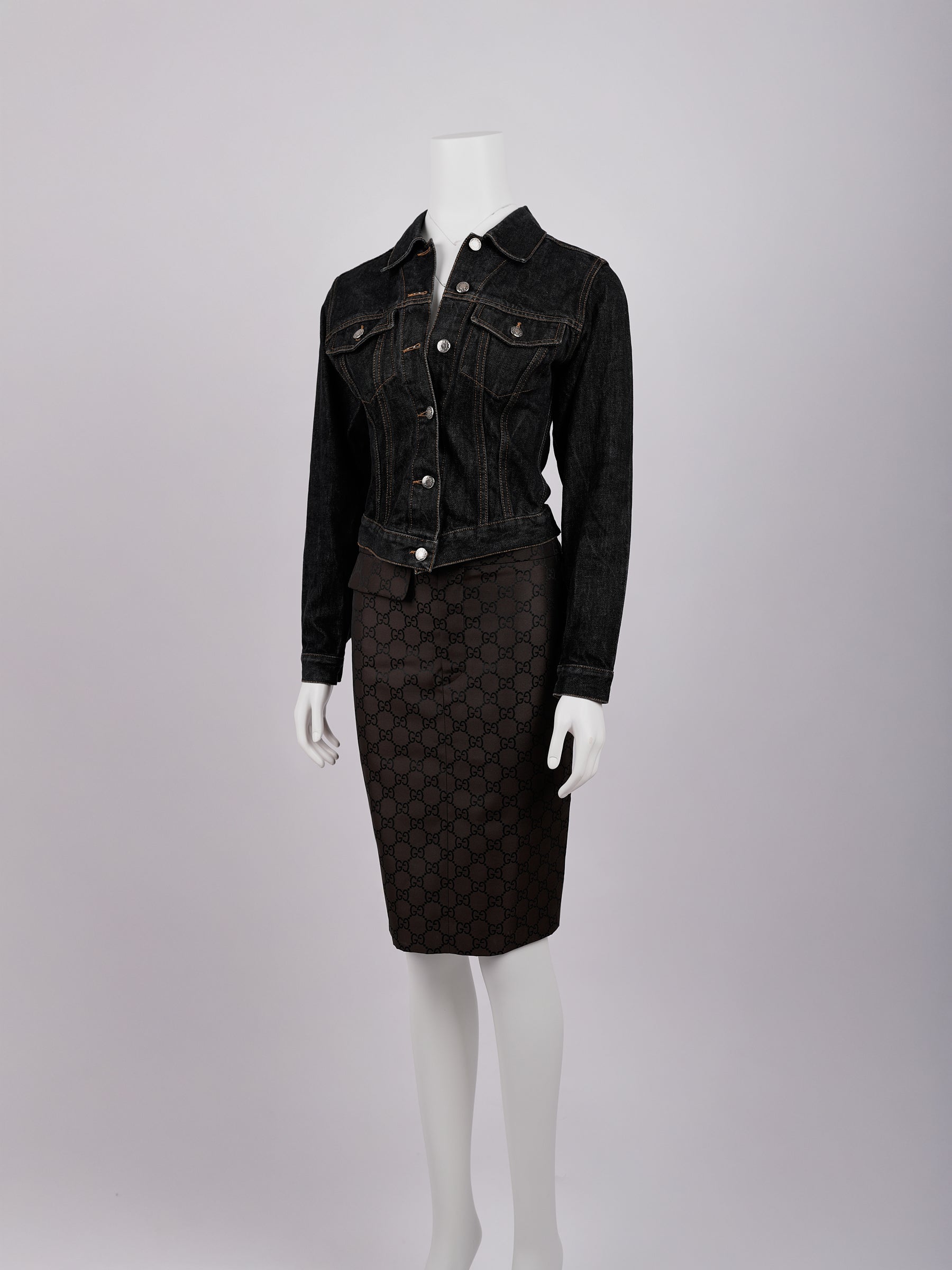 Gucci by Tom Ford Runway Two Piece Set SS 1998 Hitchcock Jacket and Gucci Star Skirt
