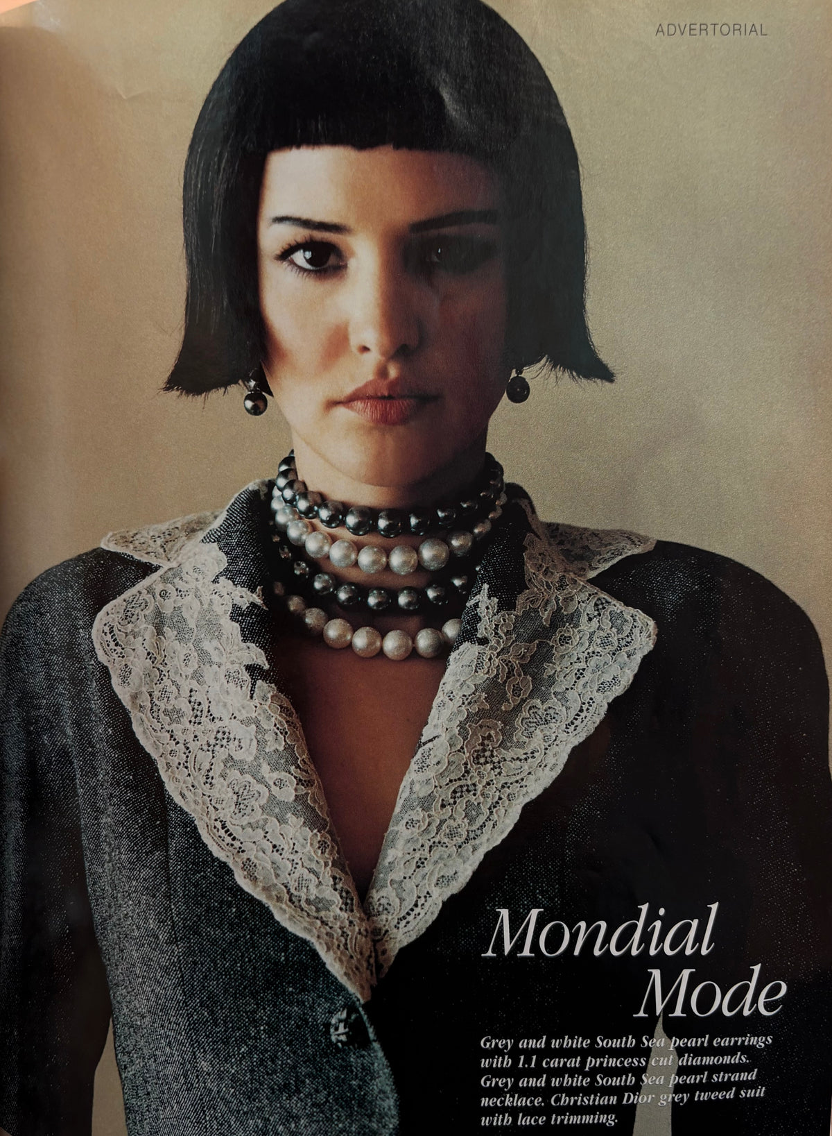 Christian Dior by John Galliano Fall 1998 Calais Lace trim Grey Wool Tweed Skirt Suit
