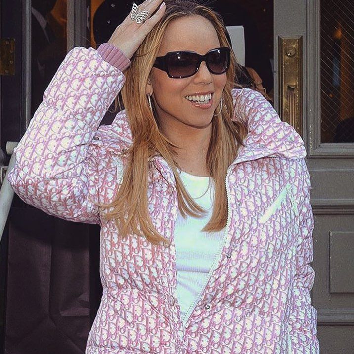 Iconic Mariah Carey 2003 Christian Dior by John Galliano Pink Trotter Logo Puffer Jacket