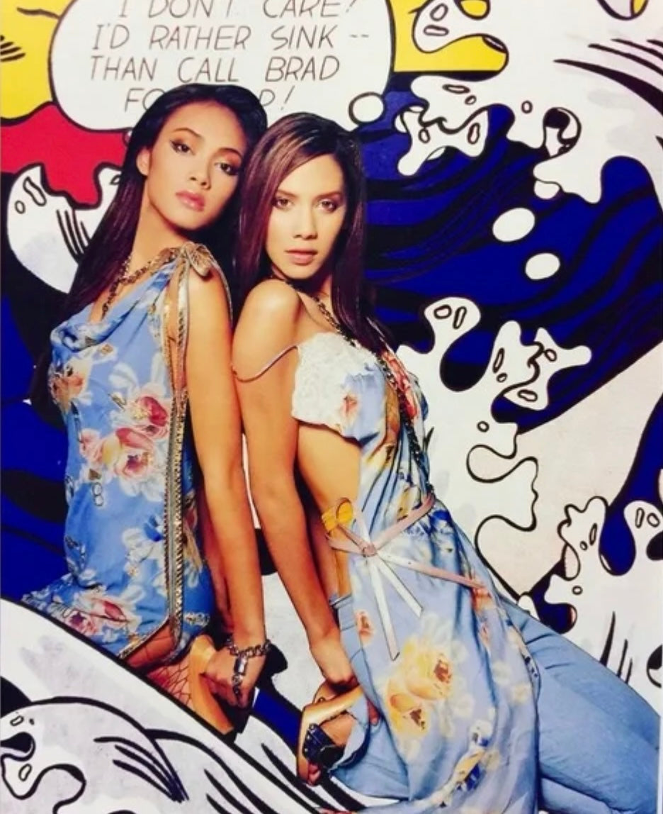 Christian Dior by John Galliano Spring 2001 Blue Silk Floral Two-Piece Set - OUT FOR RENTAL