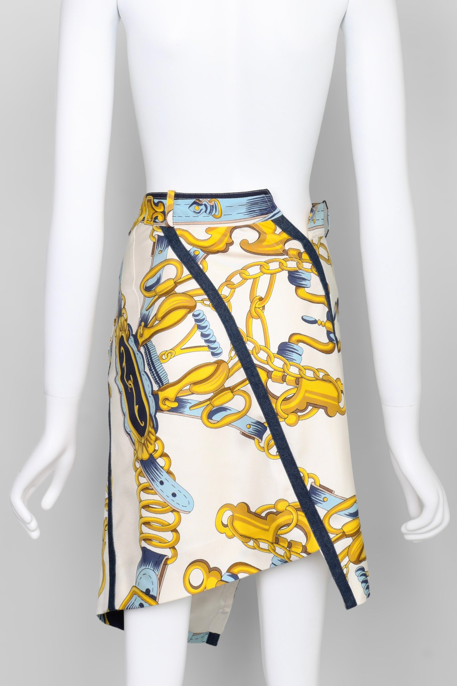 Vintage Christian Dior by John Galliano Spring 2000 Equestrian Print Asymmetric Skirt