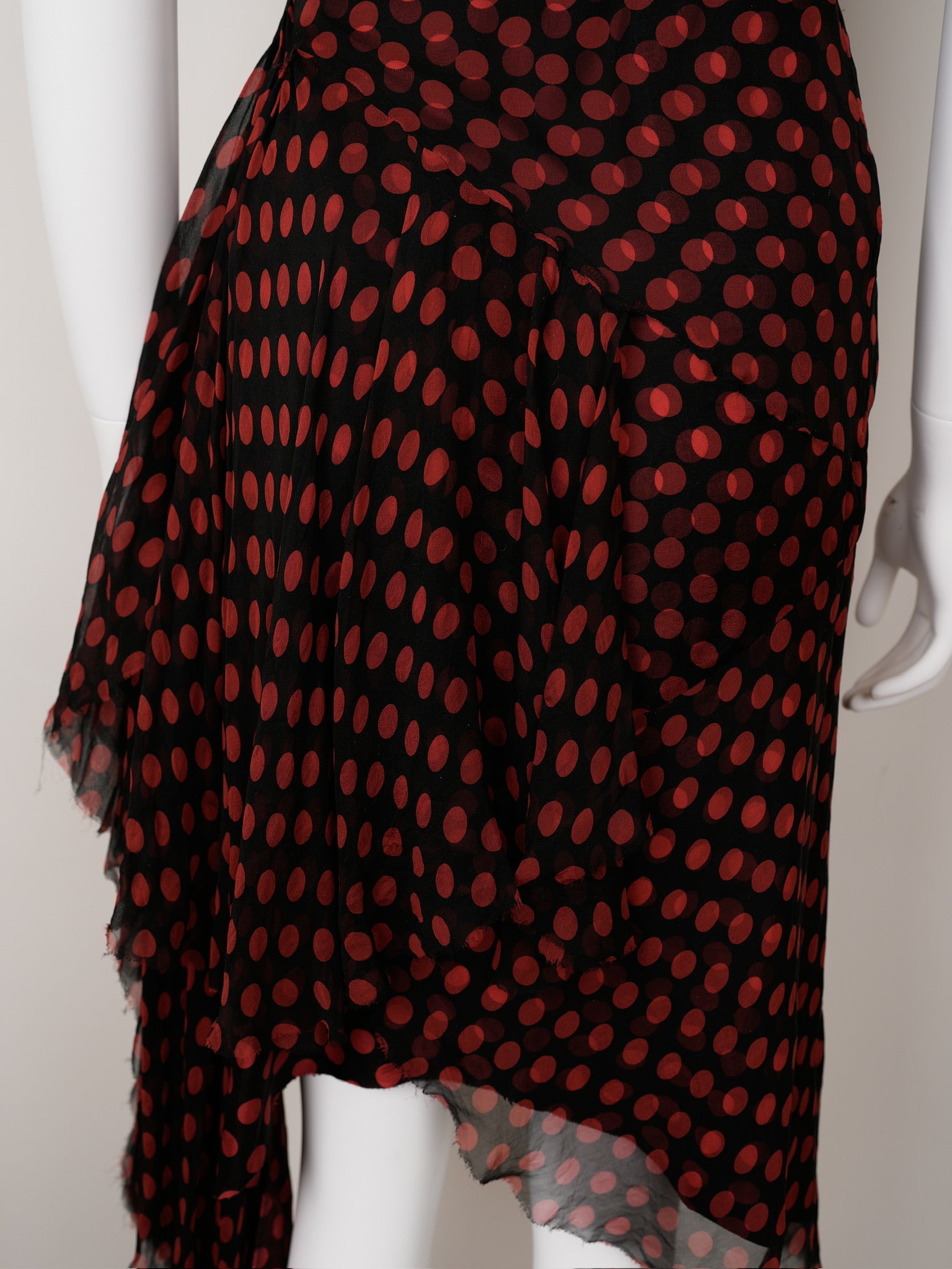 Alexander McQueen Spring 2002 Red Polka‑Dot Chiffon Dress - Pulled