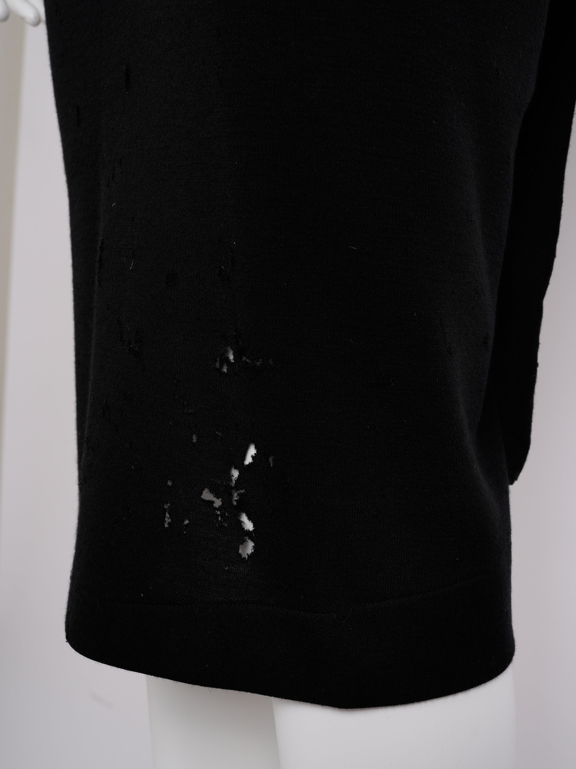 Vintage Alaïa 1985 Black Wool Dress with Vinyl Belt Distressed Condition