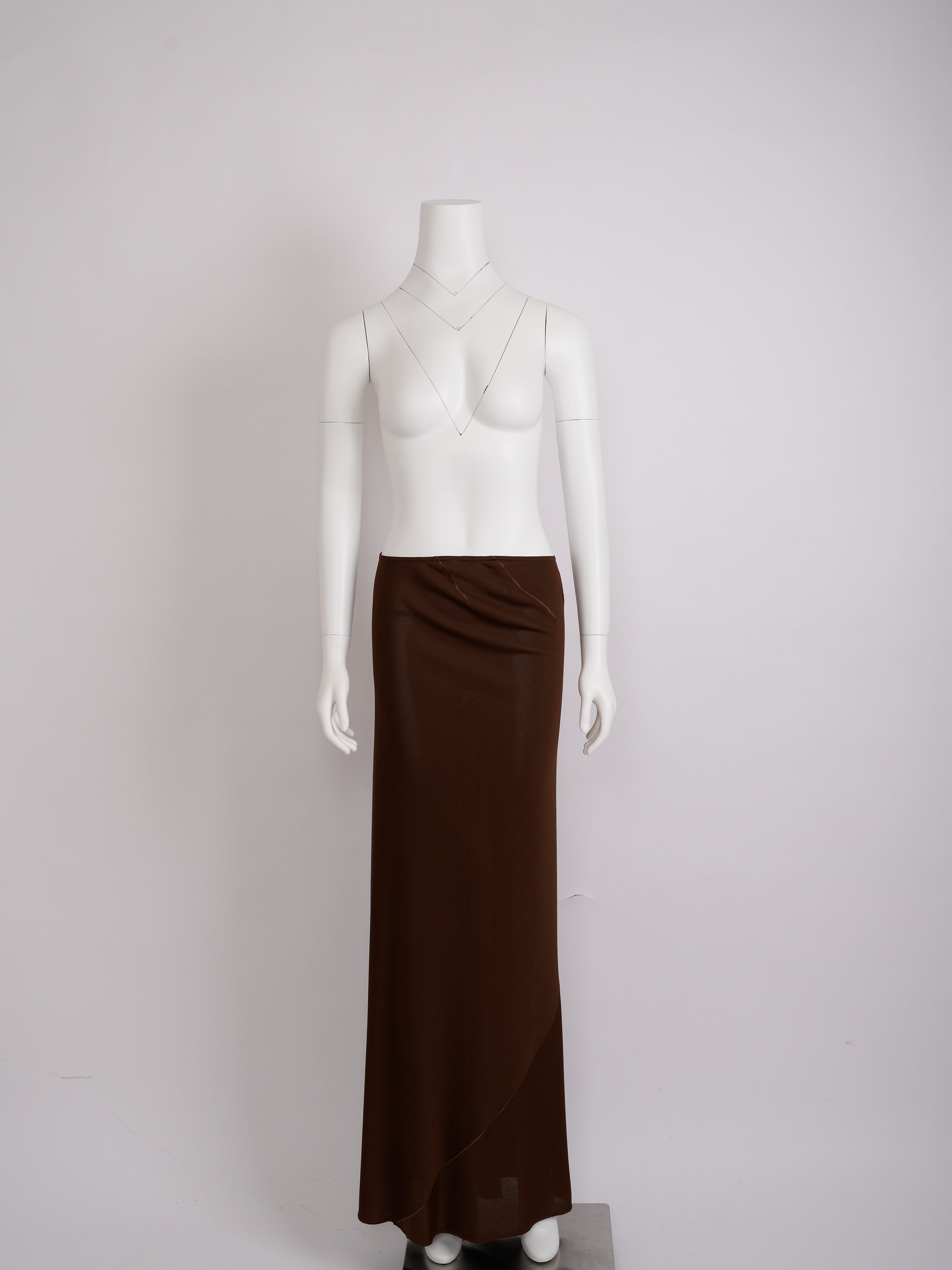 Vintage Alaïa 1986 Brown Jersey Sculptural Drape Skirt