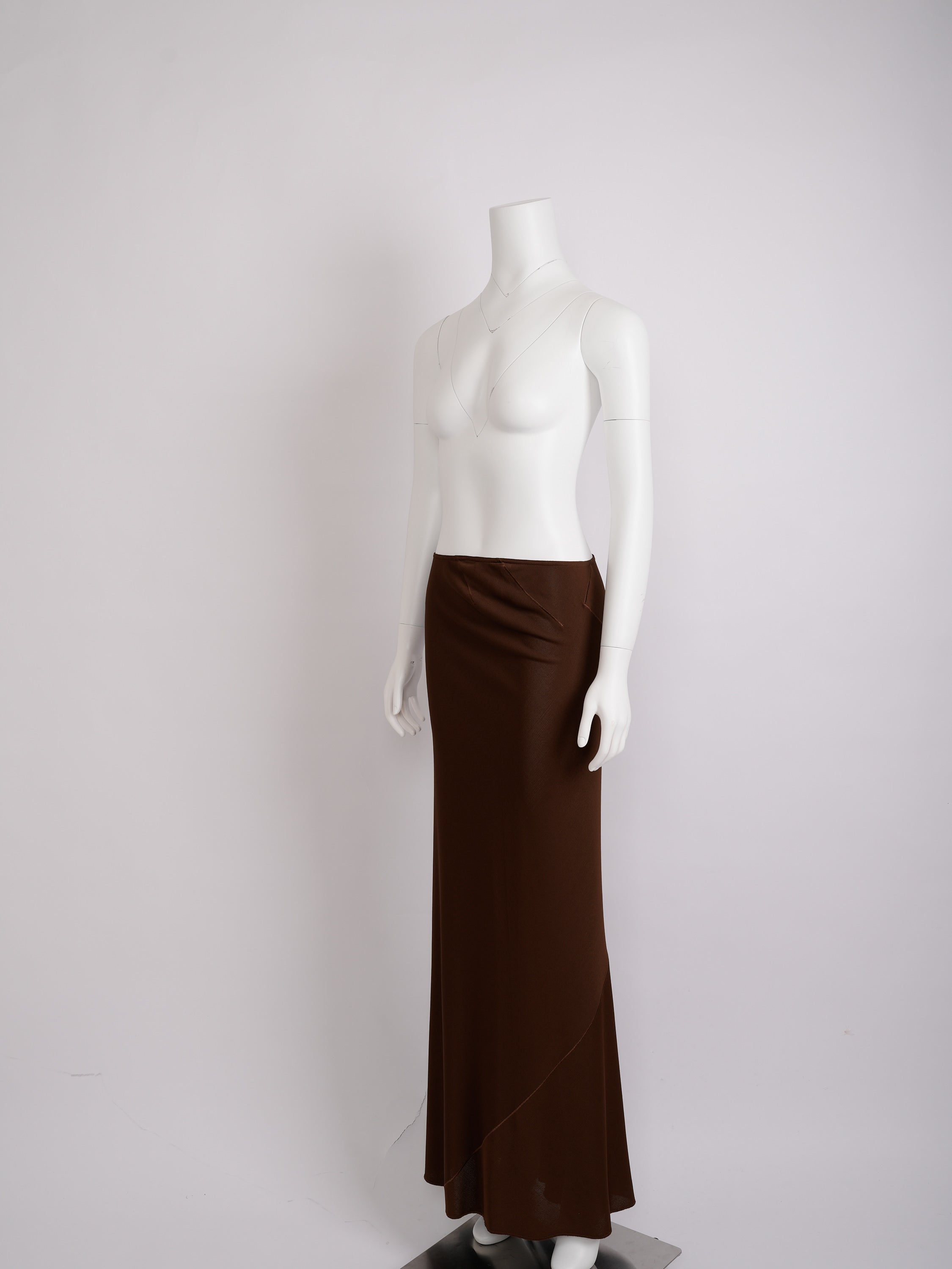 Azzedine Alaia レザースカート　ダークブラウン Vintage Alaïa 1986 Brown Jersey Sculptural Drape Skirt – Cafe