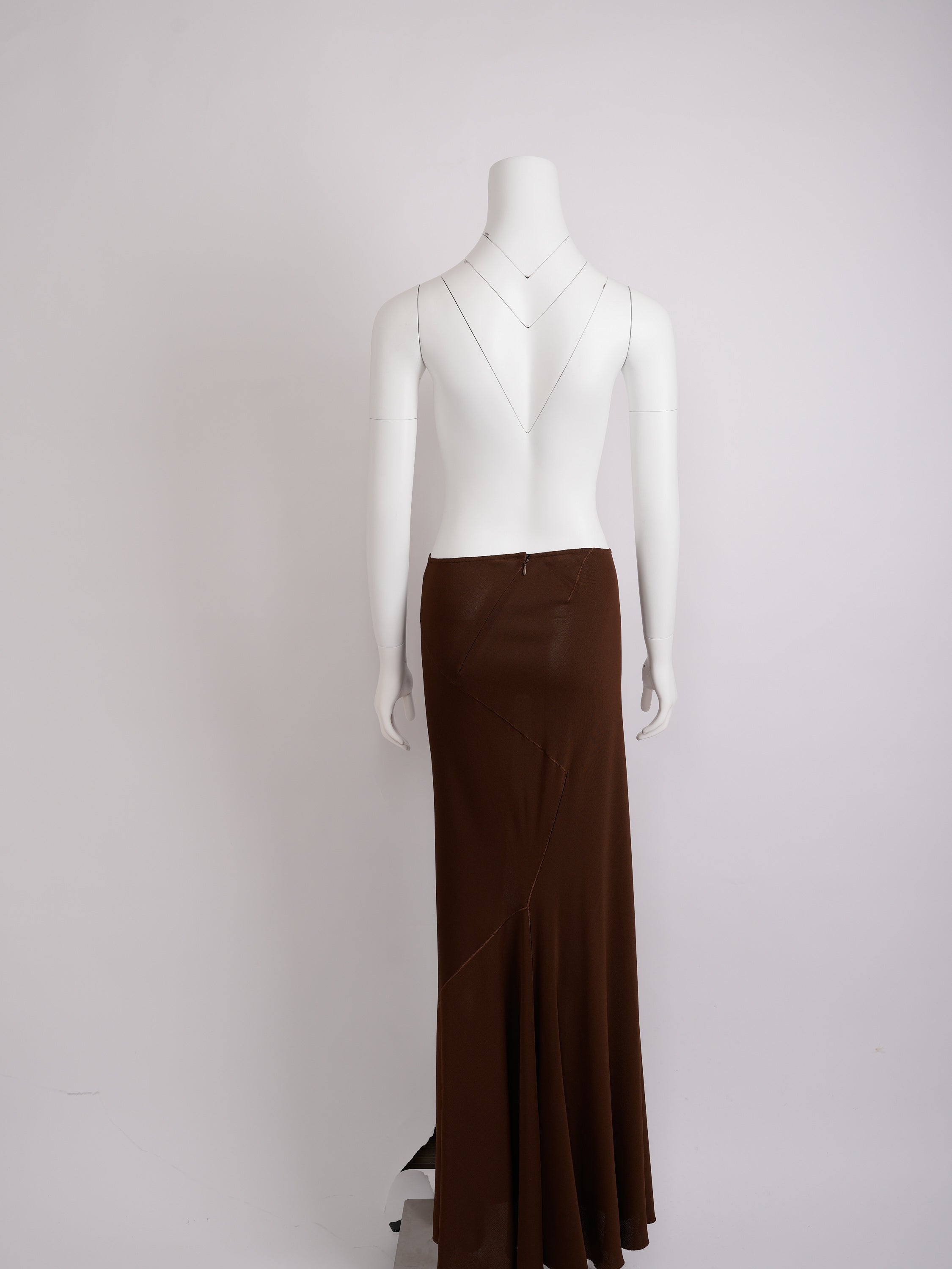 Vintage Alaïa 1986 Brown Jersey Sculptural Drape Skirt