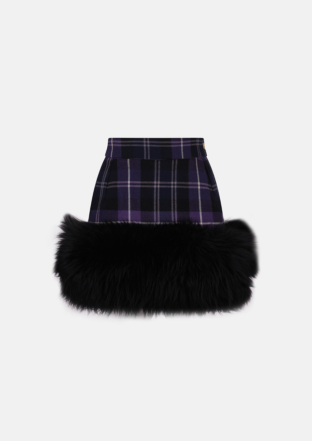 Preowned Vivienne Westwood Tartan Faux Fur Trim Skirt