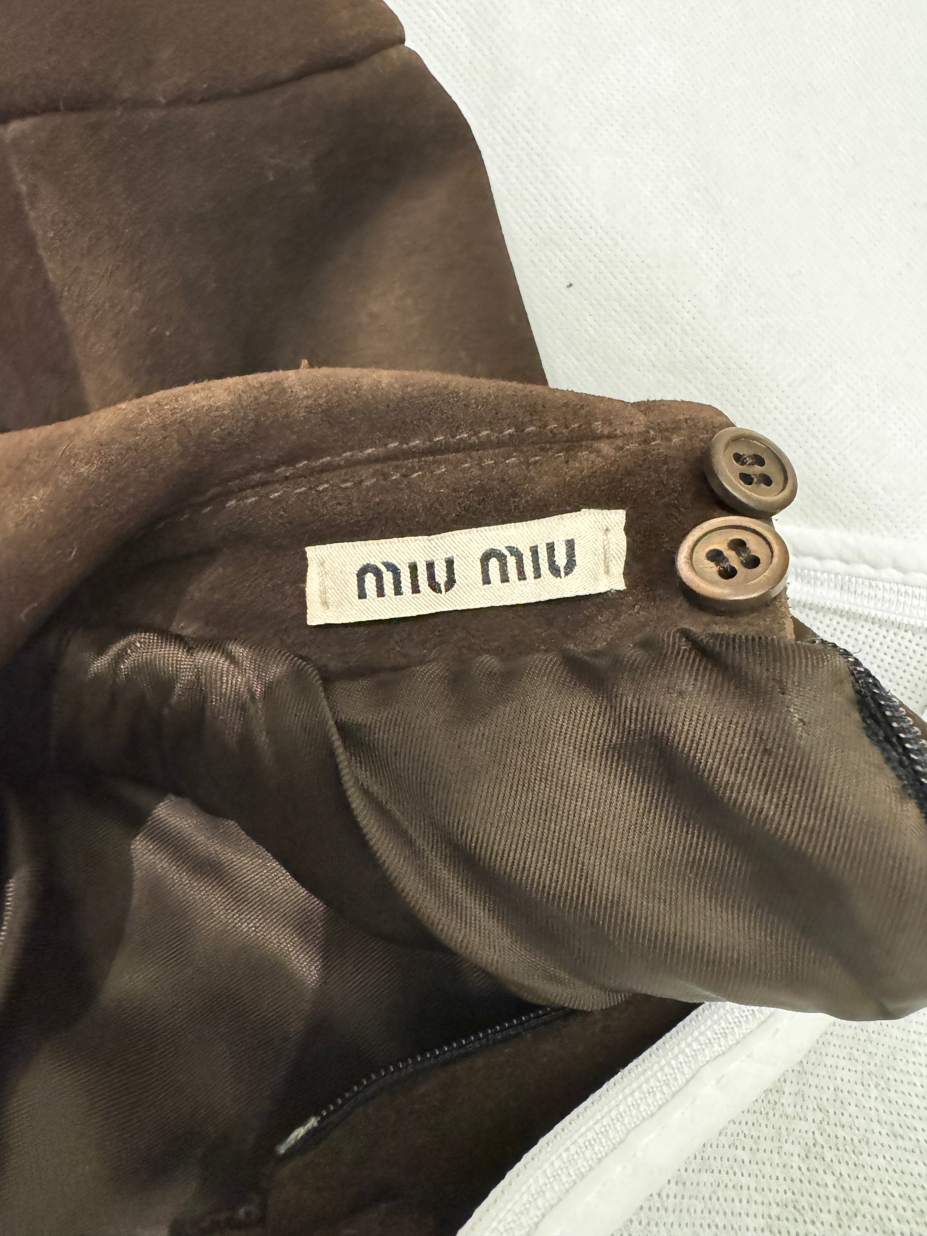 Preowned Miu Miu Early 2000s Chocolate Brown Suede Shirtdress