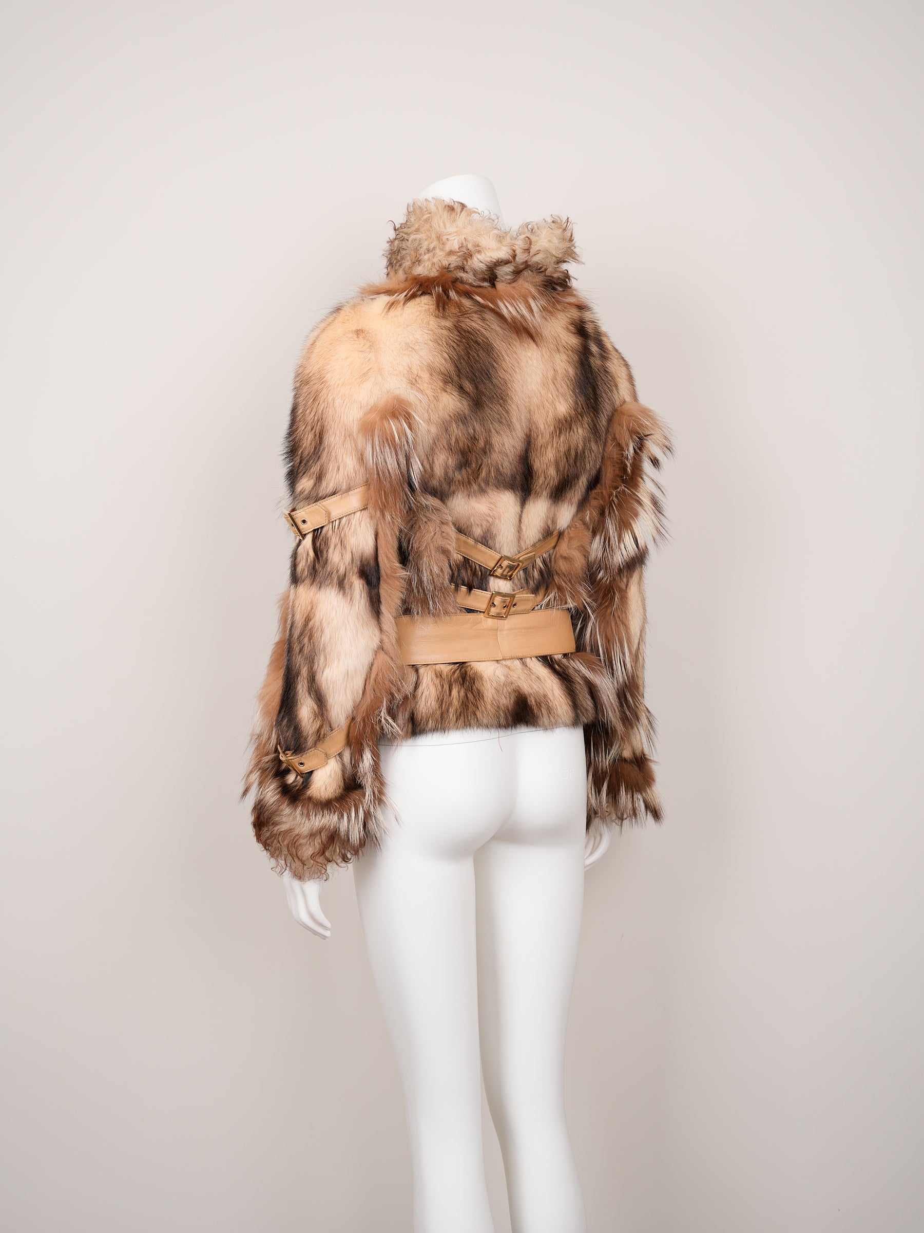 Dolce & Gabbana Fall/Winter 2001 Fur & Shearling Jacket with Leather Belts