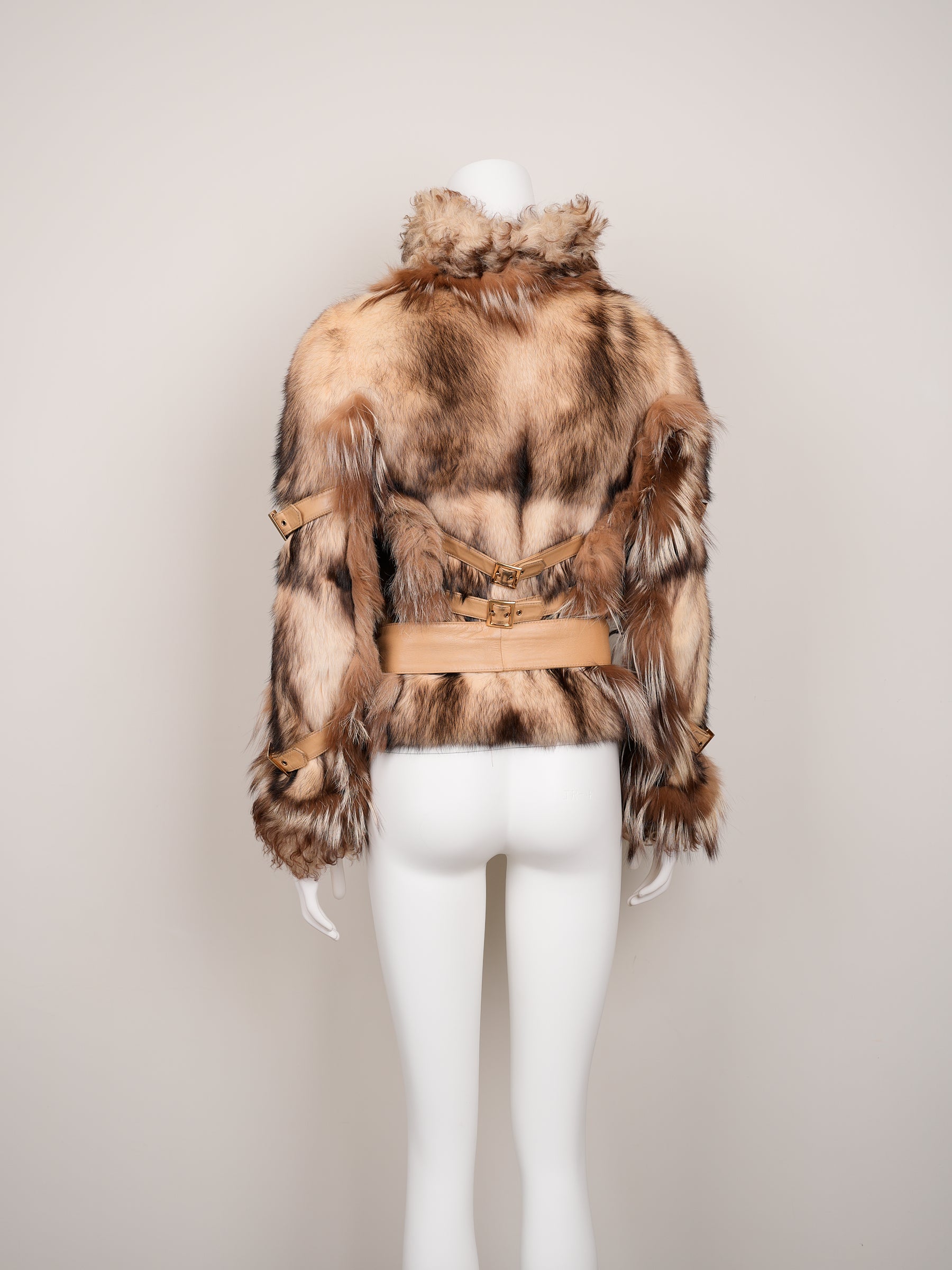 Dolce & Gabbana Fall/Winter 2001 Fur & Shearling Jacket with Leather Belts