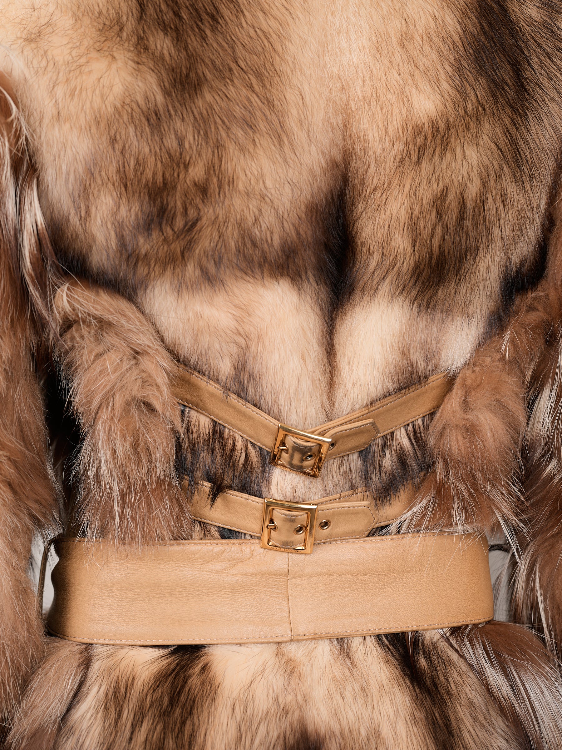 Dolce & Gabbana Fall/Winter 2001 Fur & Shearling Jacket with Leather Belts