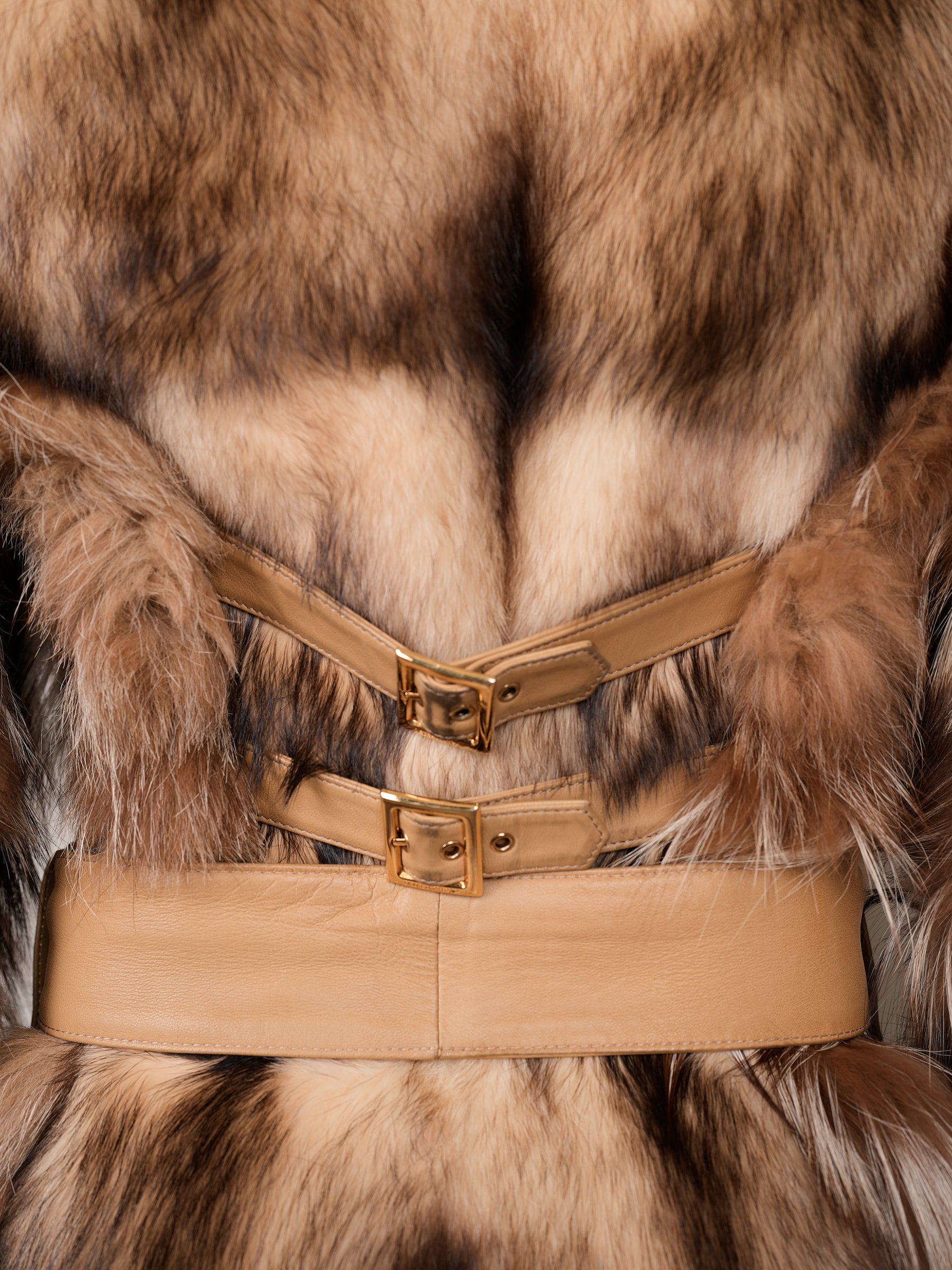 Dolce & Gabbana Fall/Winter 2001 Fur & Shearling Jacket with Leather Belts