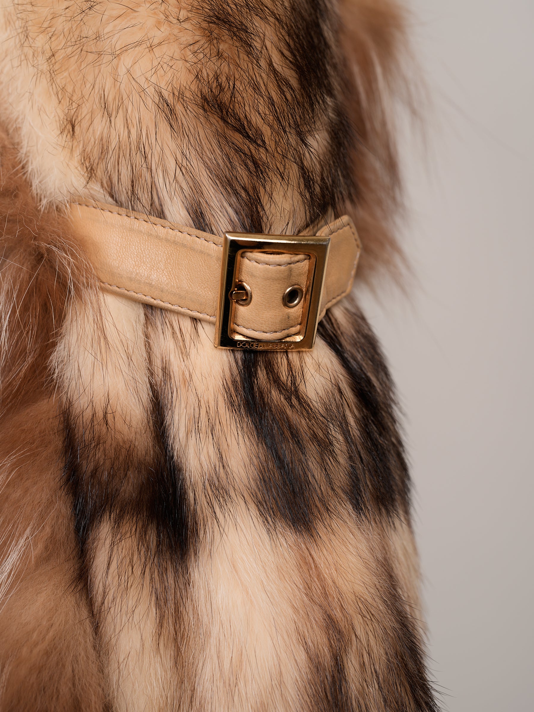 Dolce & Gabbana Fall/Winter 2001 Fur & Shearling Jacket with Leather Belts