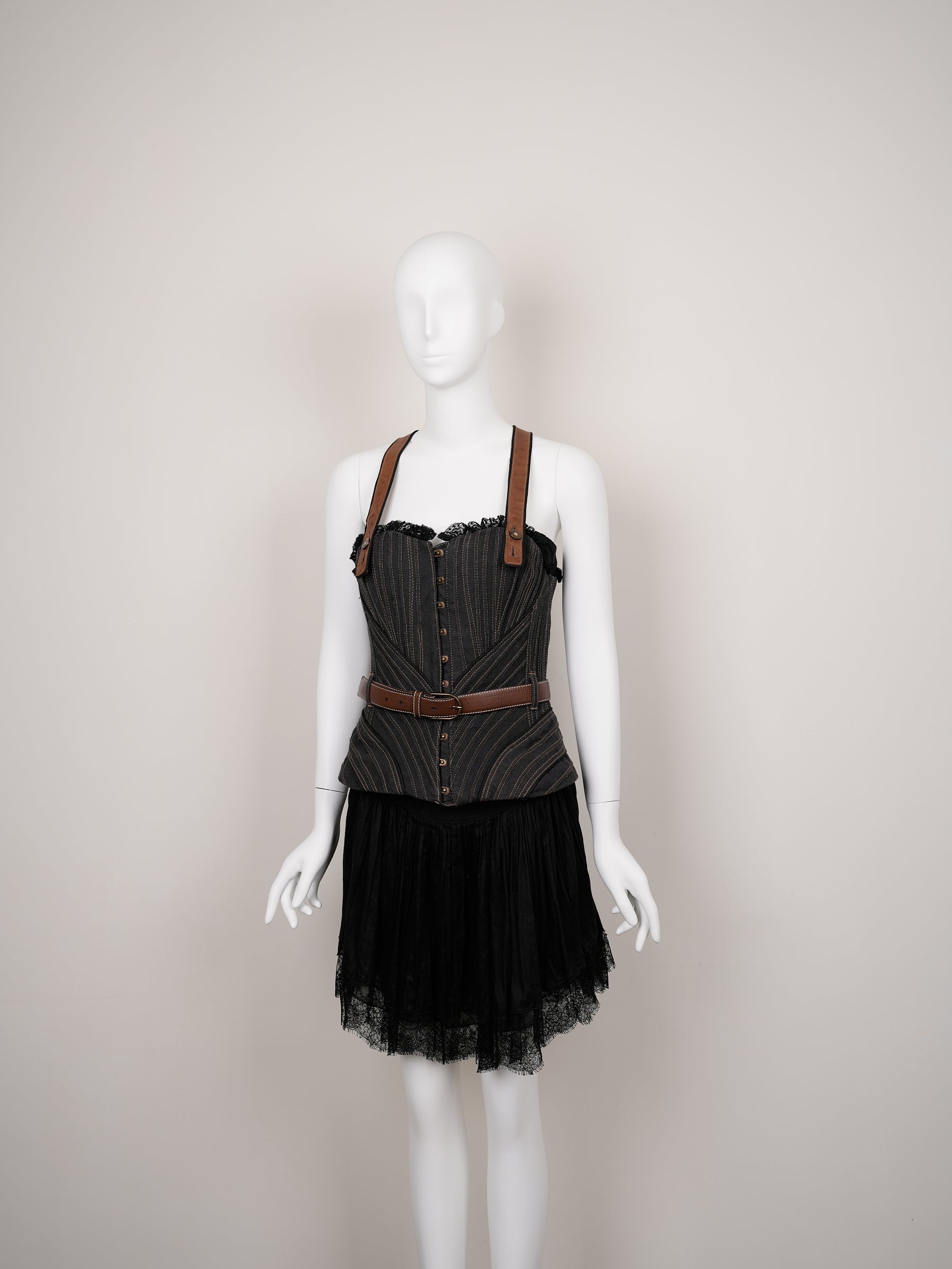 Alexander McQueen Striped Corset Dress – Fall/Winter 2002 “Supercalifragilistic‑Expialidocious” Runway, As Seen on Britney Spears