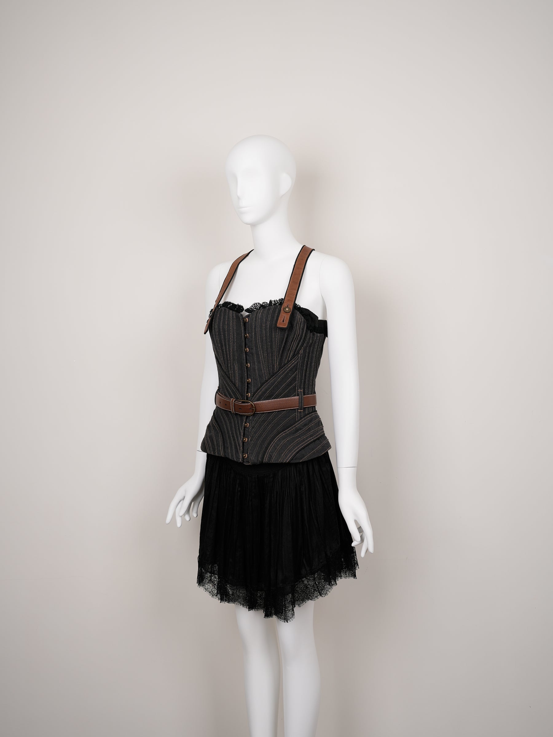 Alexander McQueen Striped Corset Dress – Fall/Winter 2002 “Supercalifragilistic‑Expialidocious” Runway, As Seen on Britney Spears