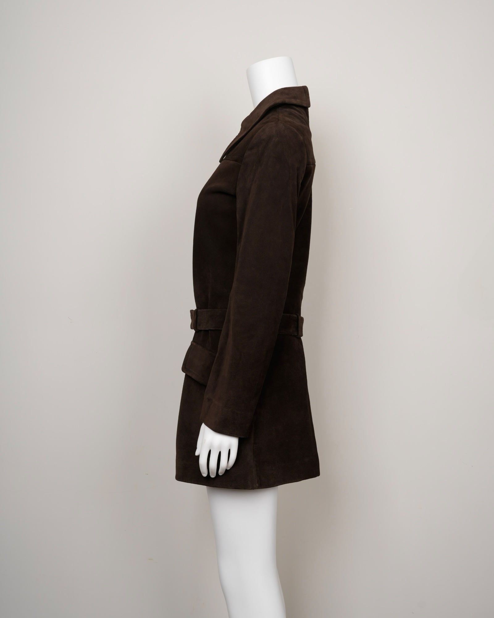 Preowned Miu Miu Early 2000s Chocolate Brown Suede Shirtdress