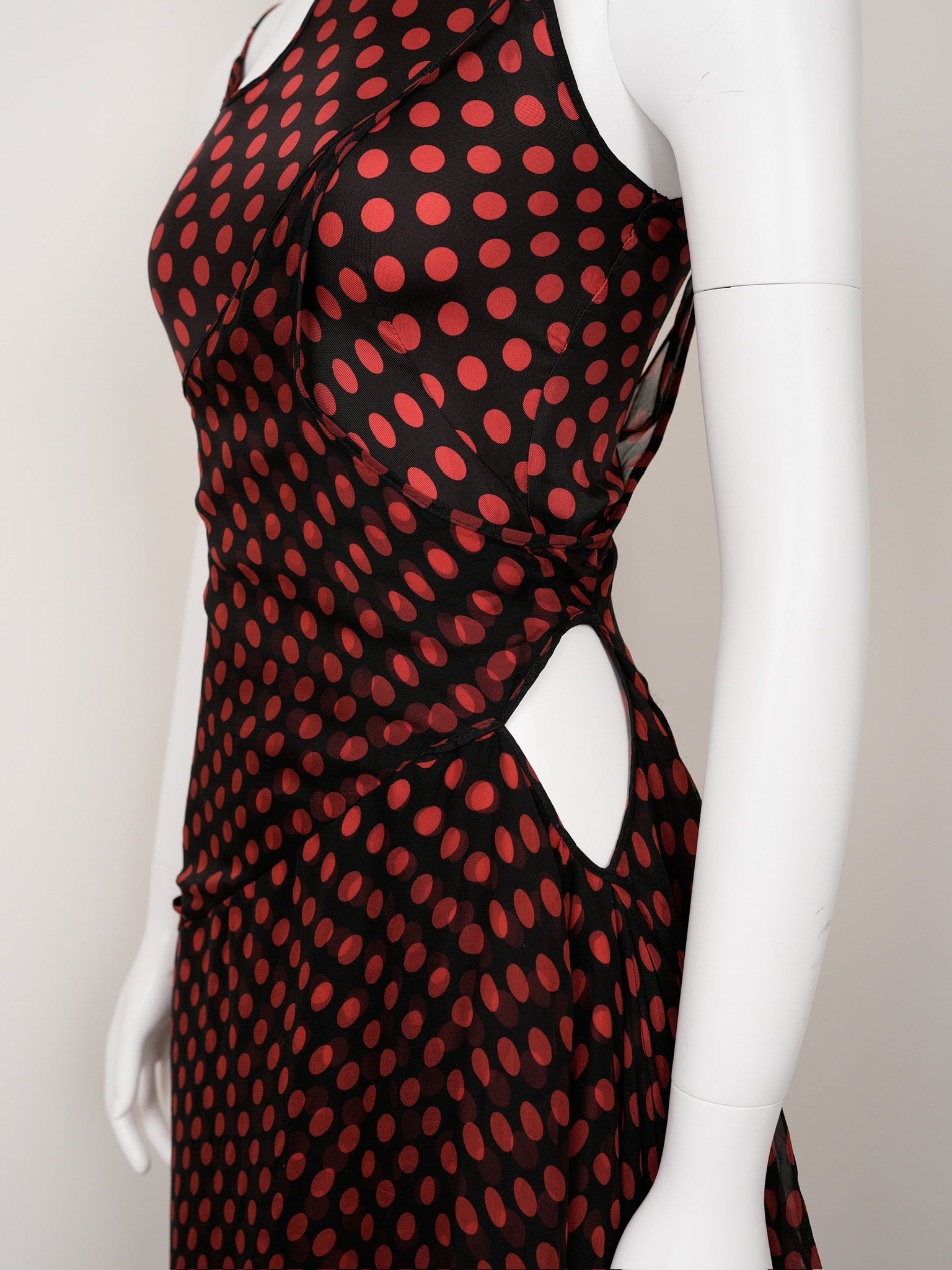 Alexander McQueen Spring 2002 Red Polka‑Dot Chiffon Dress - Pulled