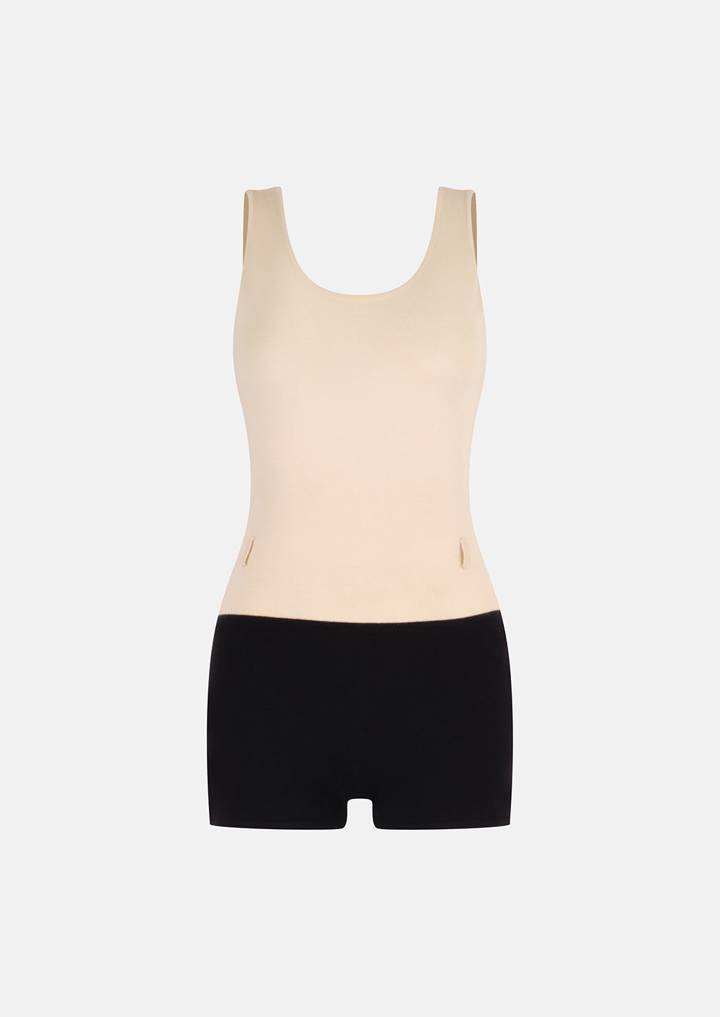 Vintage Chanel 1998 Beige and Black Wool Sleeveless Playsuit
