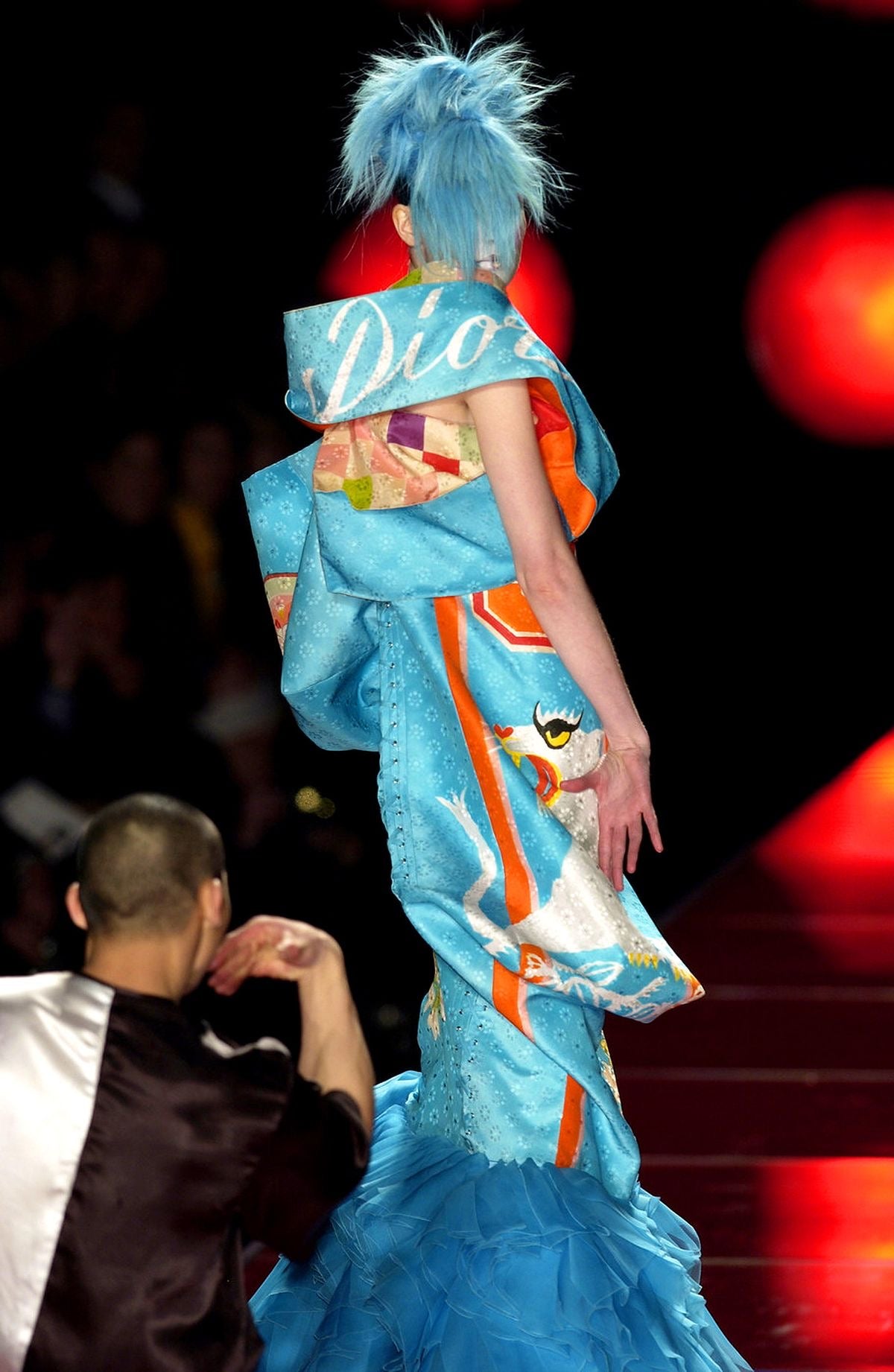Christian Dior by John Galliano Fall 2003 Blue Floral Corset Bustier