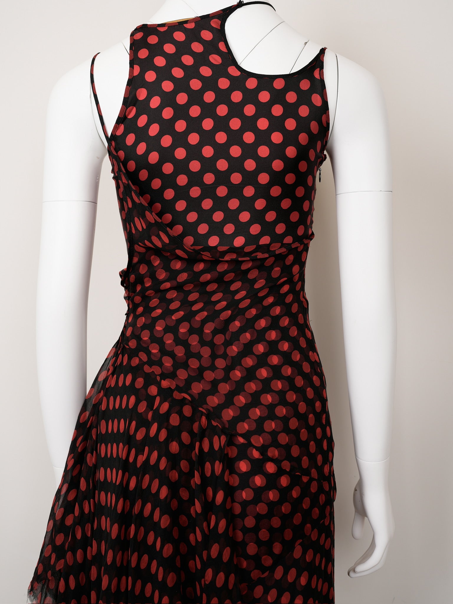 Alexander McQueen Spring 2002 Red Polka‑Dot Chiffon Dress - Pulled