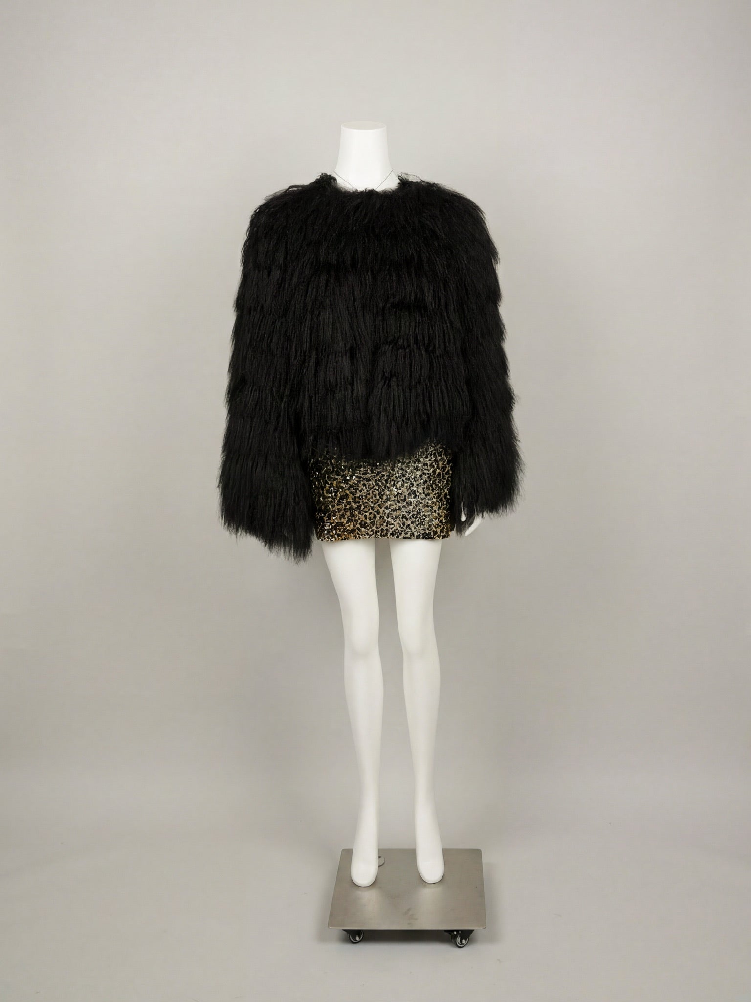 Dolce & Gabbana Fall/Winter 1999 Leopard Sequin Silk Skirtl - Pulled