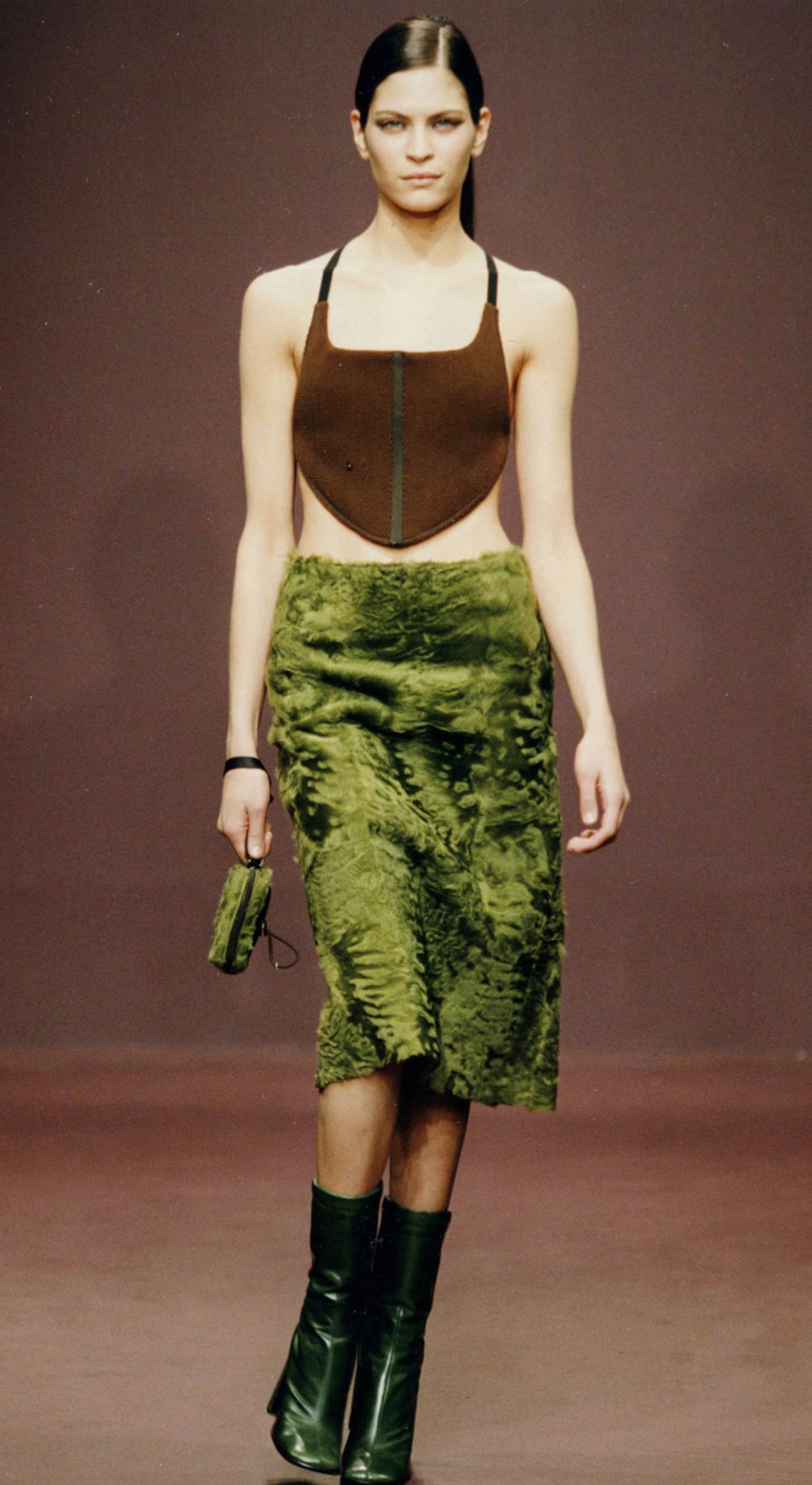 Preowned Prada Fall 1999 Dyed Lamb Fur Skirt
