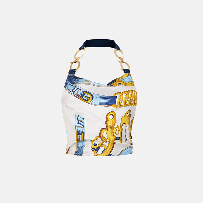 Vintage Christian Dior SS2000 Saddle Halter Top with Asymmetric Skirt, Equestrian Collection