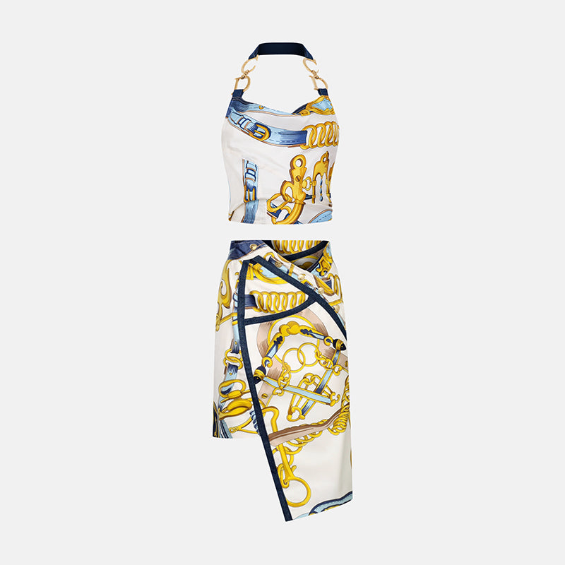 Vintage Christian Dior SS2000 Saddle Halter Top with Asymmetric Skirt, Equestrian Collection