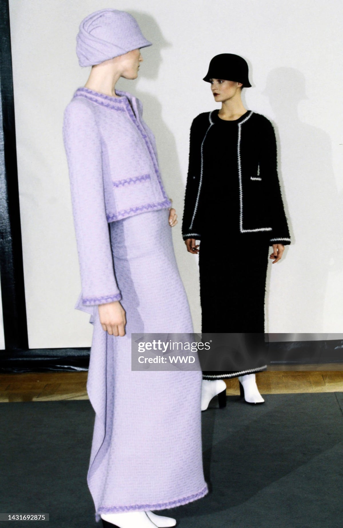 Vintage Chanel Fall 1998 Lavender Tweed Runway Evening Ensemble by Karl Lagerfeld