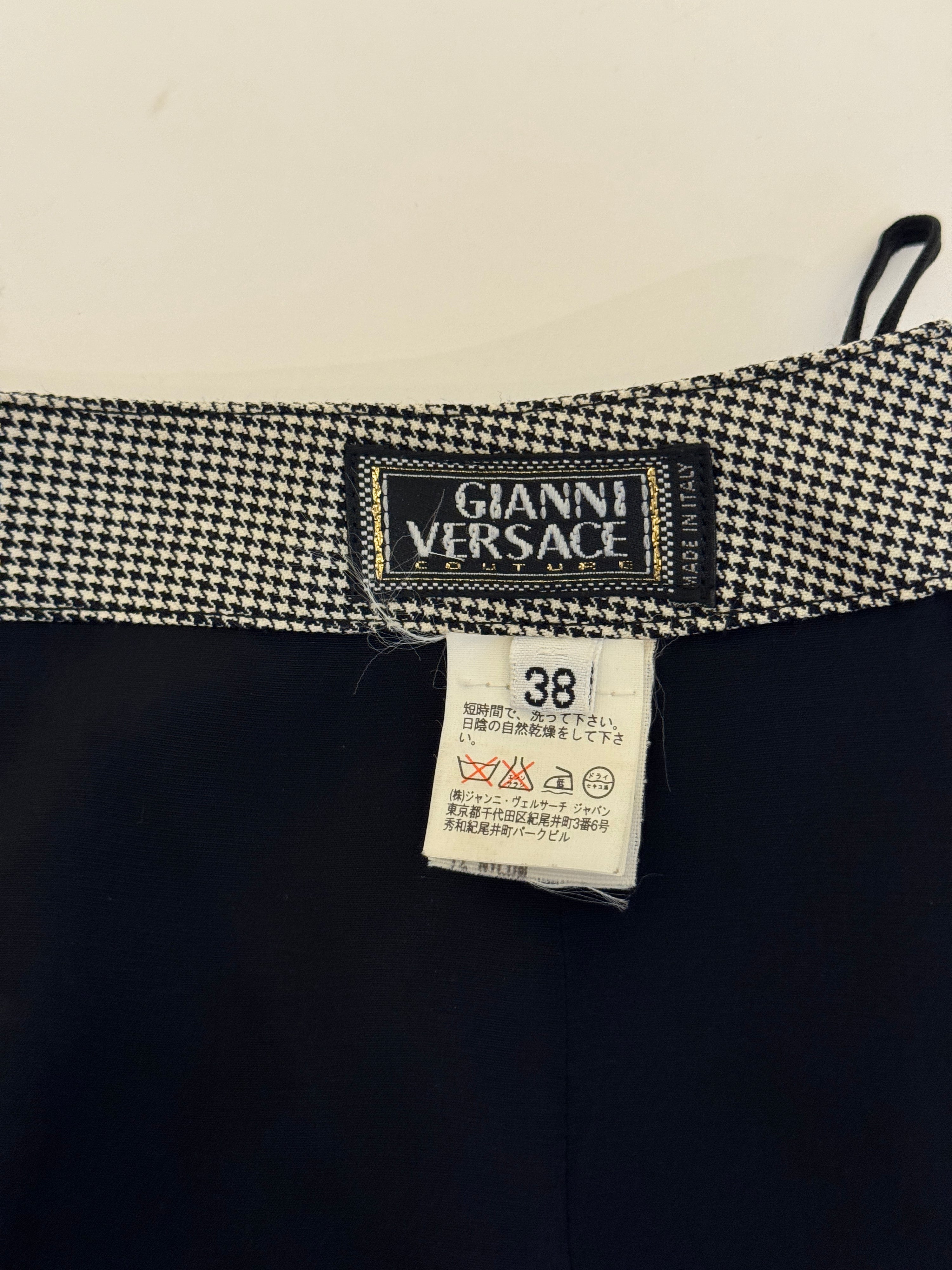 Vintage Gianni Versace 1998 Grey Mesh and Lace Top and Pencil Skirt Set - Pulled